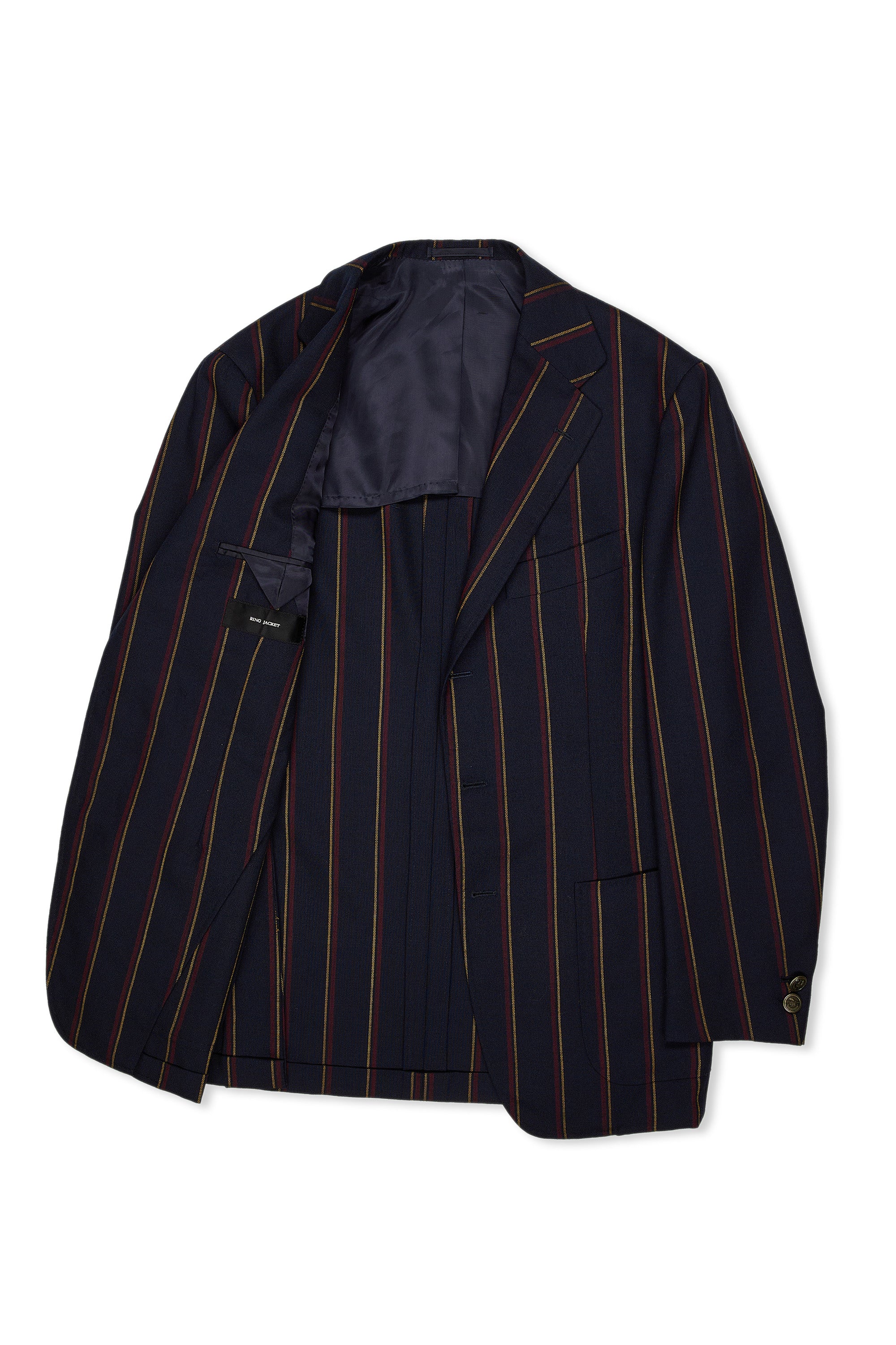Ring Jacket AMJ03 Navy with Red/Yellow Stripe Wool Sport Coat