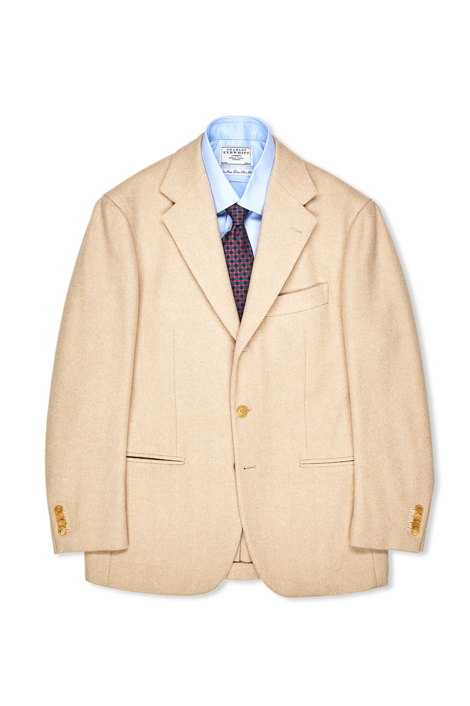 Ring Jacket Meister Beige Herringbone Tweed Wool Sport Coat MTO