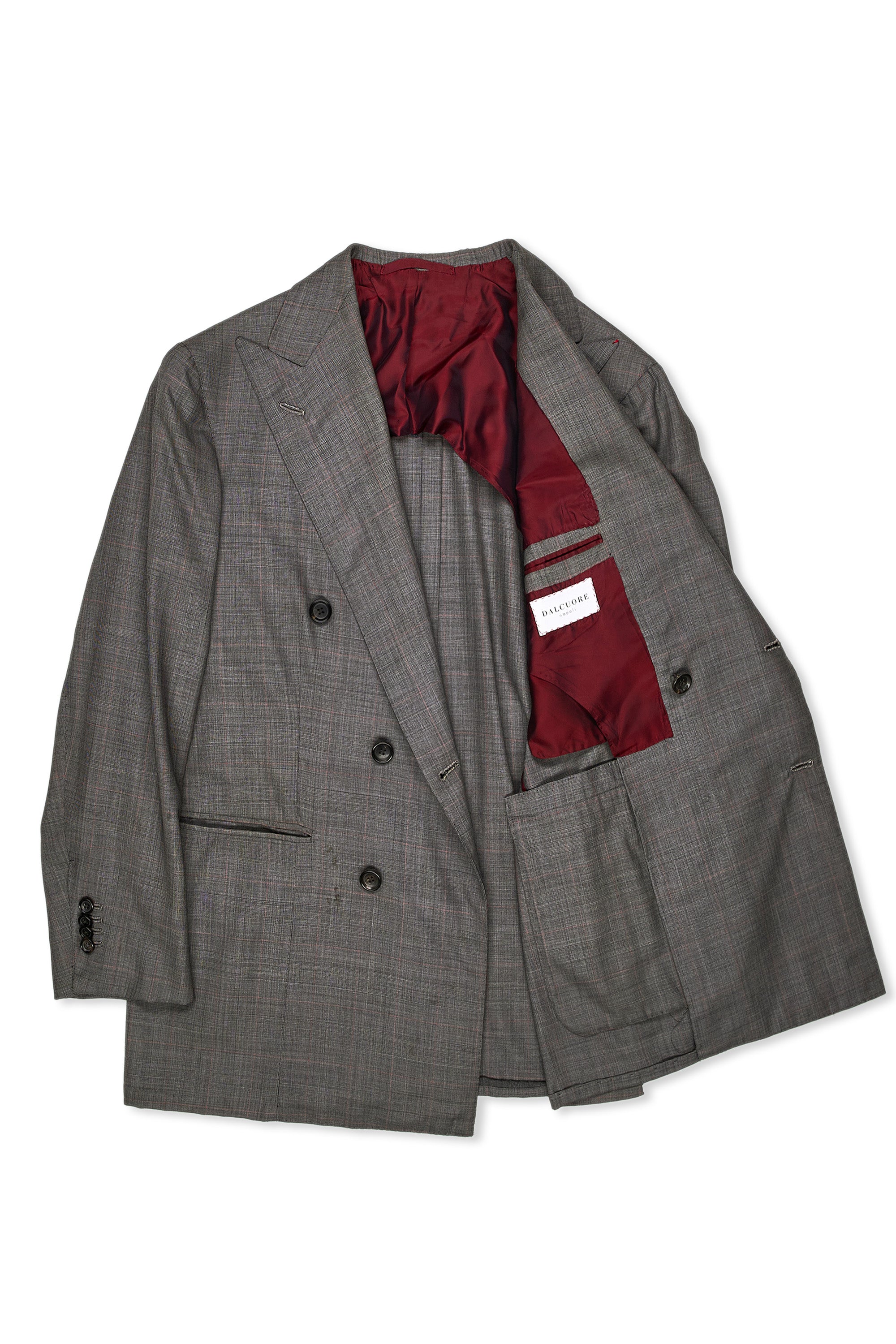 Dalcuore Grey with Red Check Wool DB Sport Coat