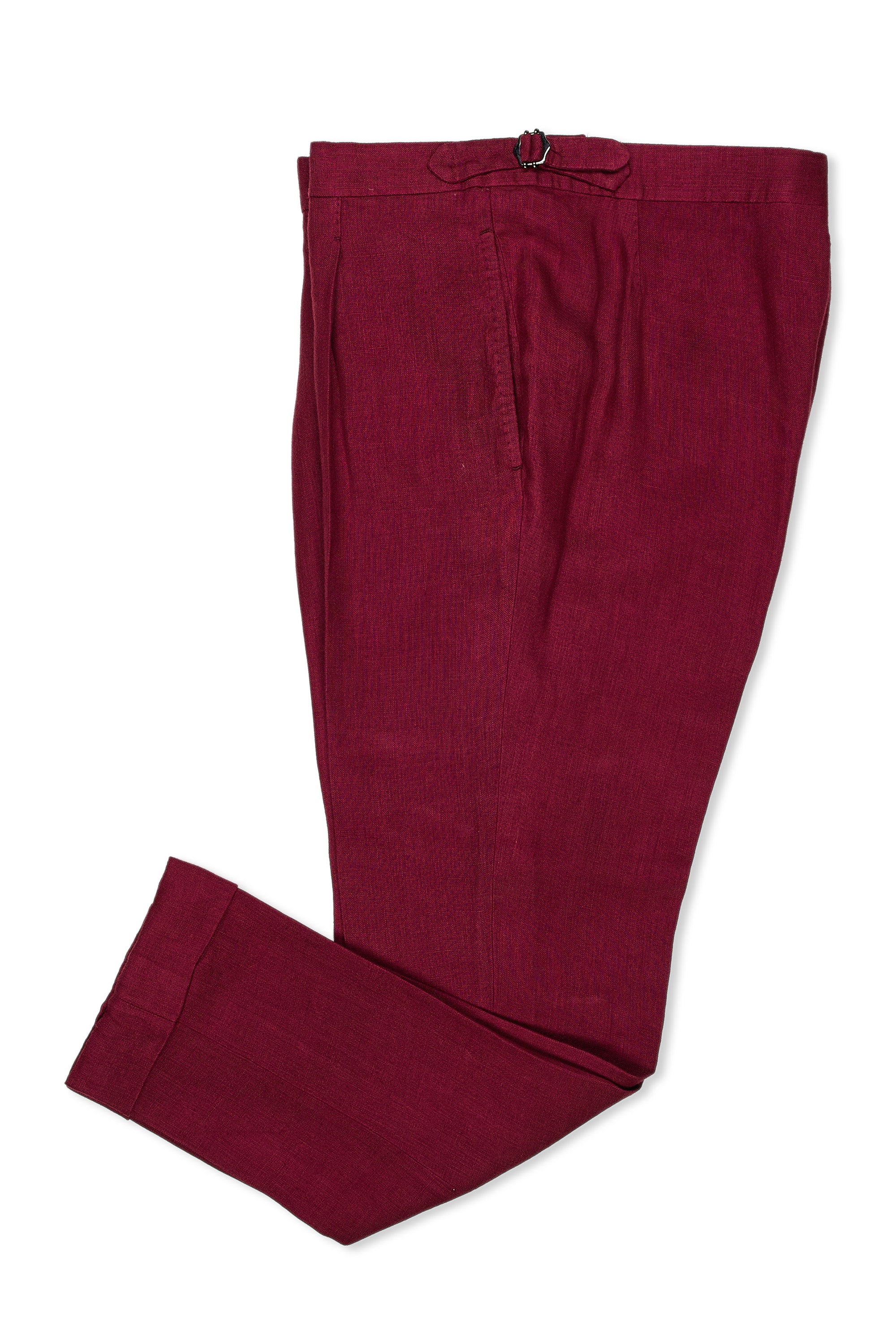 Pommella Napoli Red Linen Trousers Bespoke