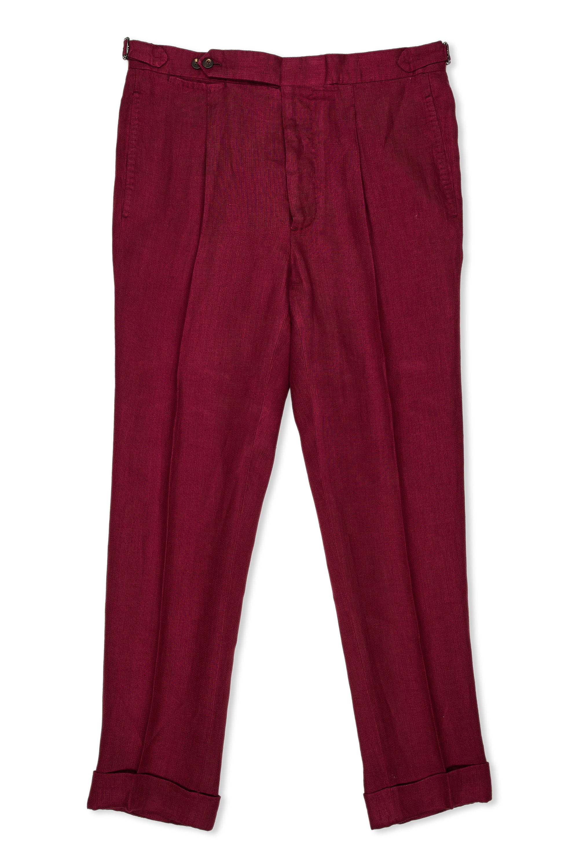 Pommella Napoli Red Linen Trousers Bespoke