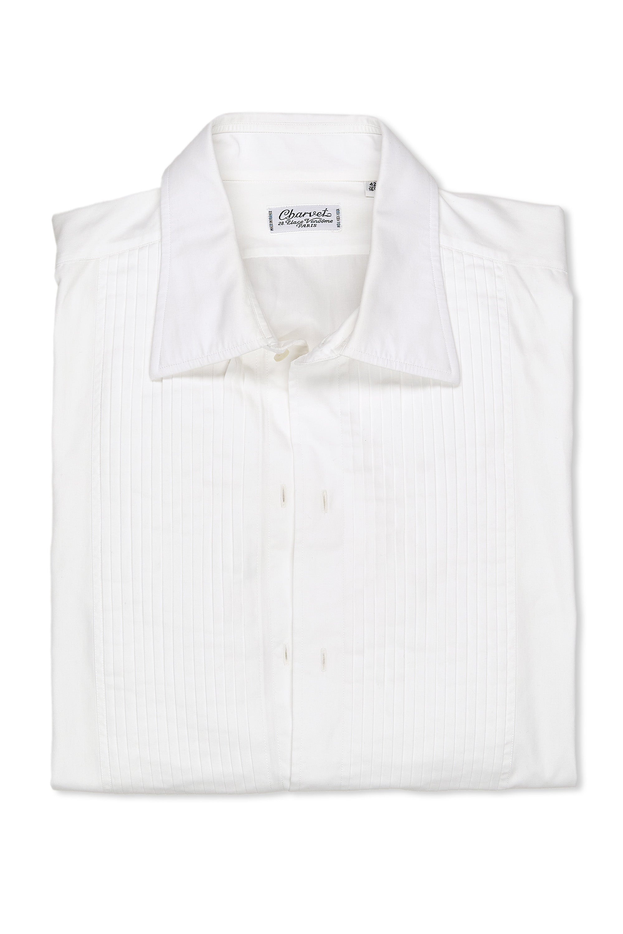 Charvet White Cotton Tuxedo Shirt