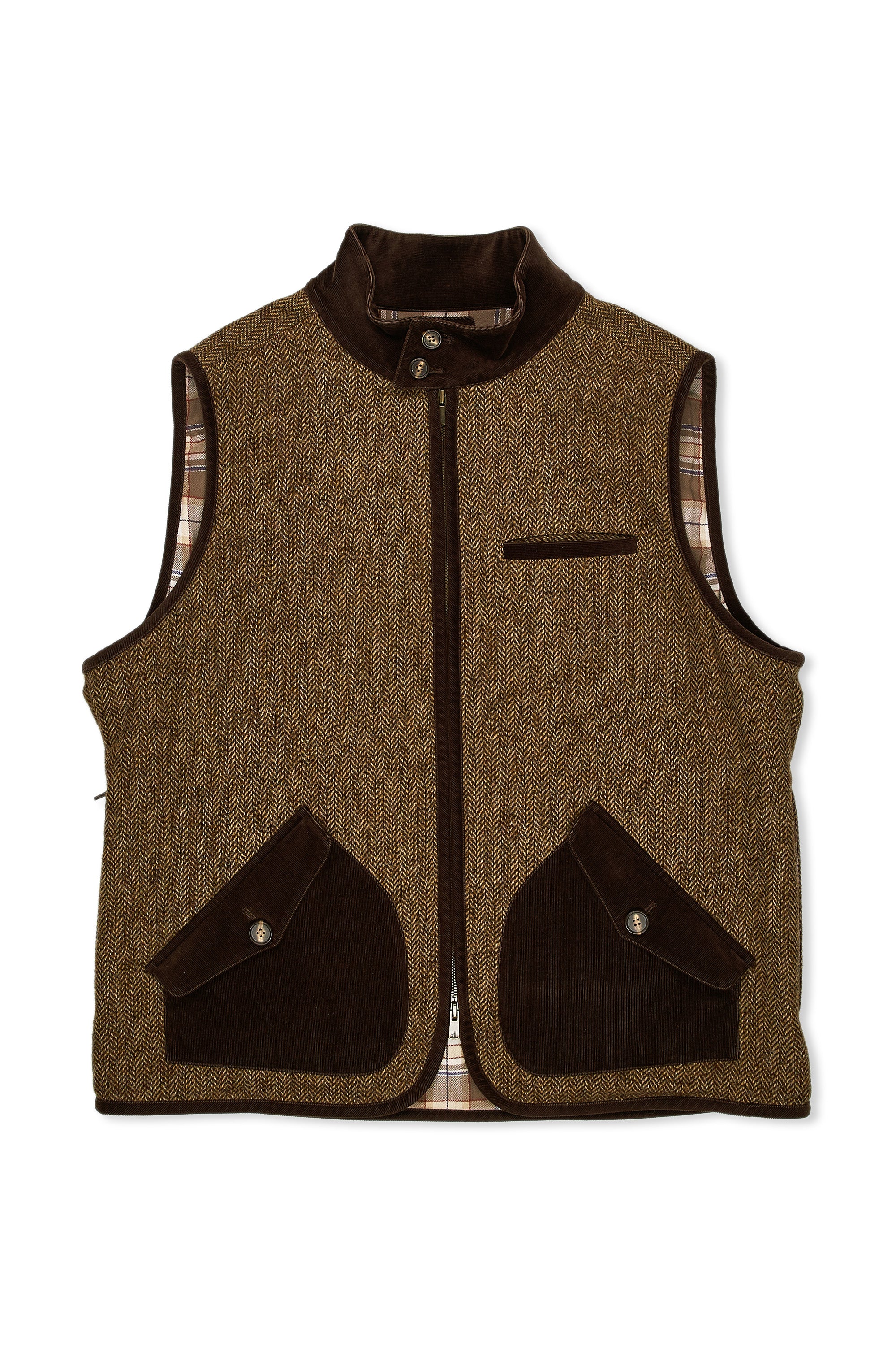 The Armoury Brown Wool Tweed Herringbone Calistoga Vest