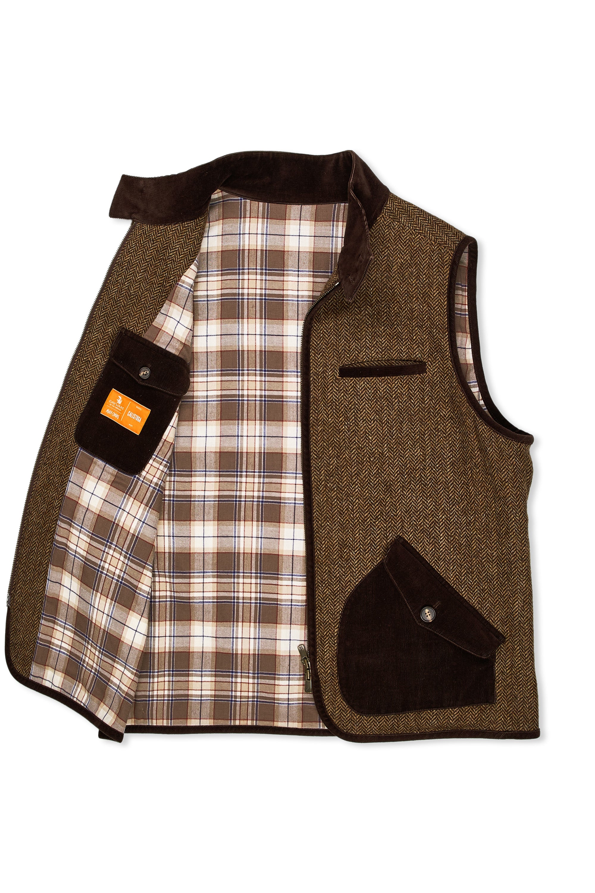 The Armoury Brown Wool Tweed Herringbone Calistoga Vest