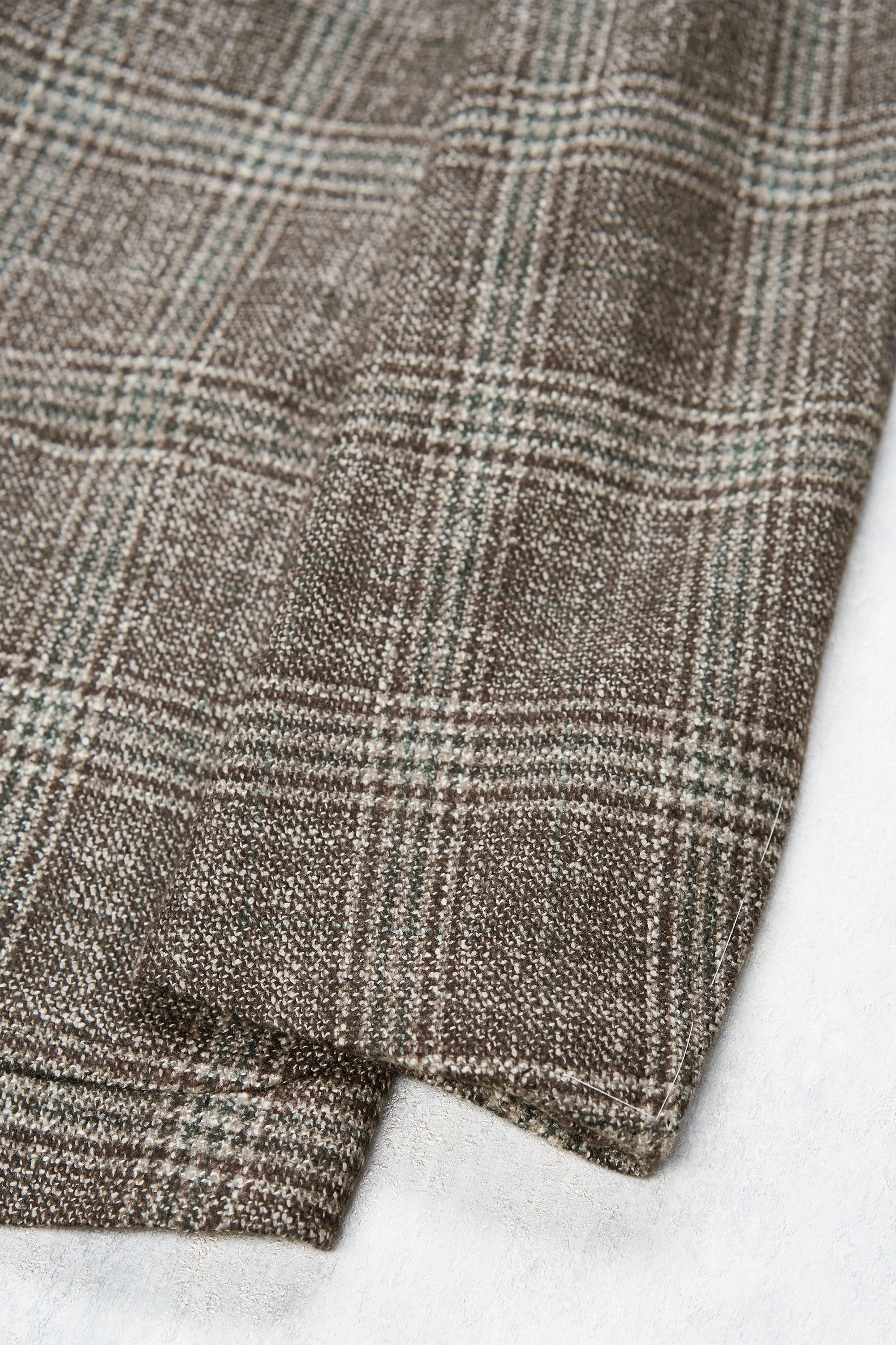 Cesare Attolini Brown with Green Check Wool/Silk Sport Coat