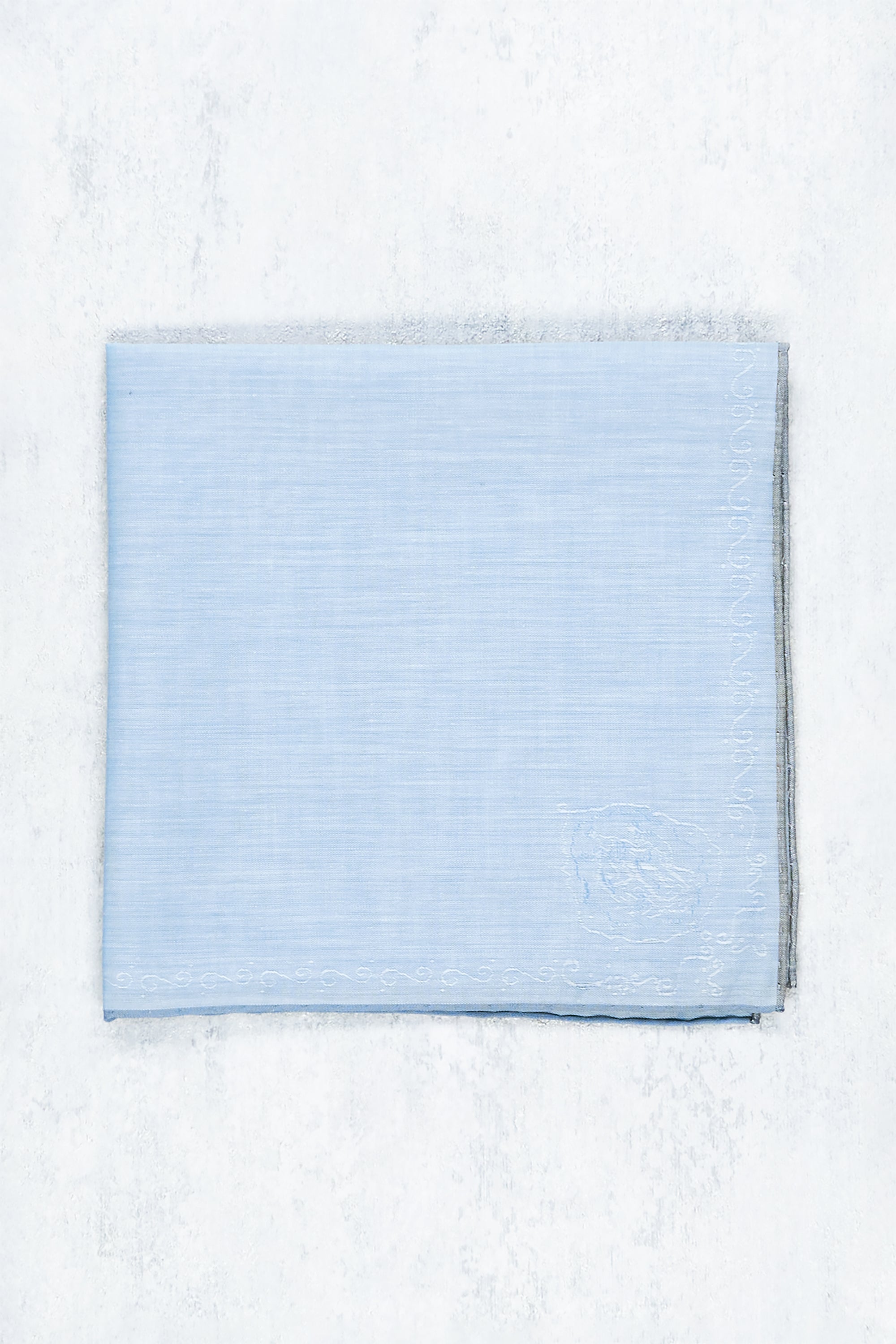 Simonnot Godard Sky Blue Jacquard Pattern Cotton Pocket Square