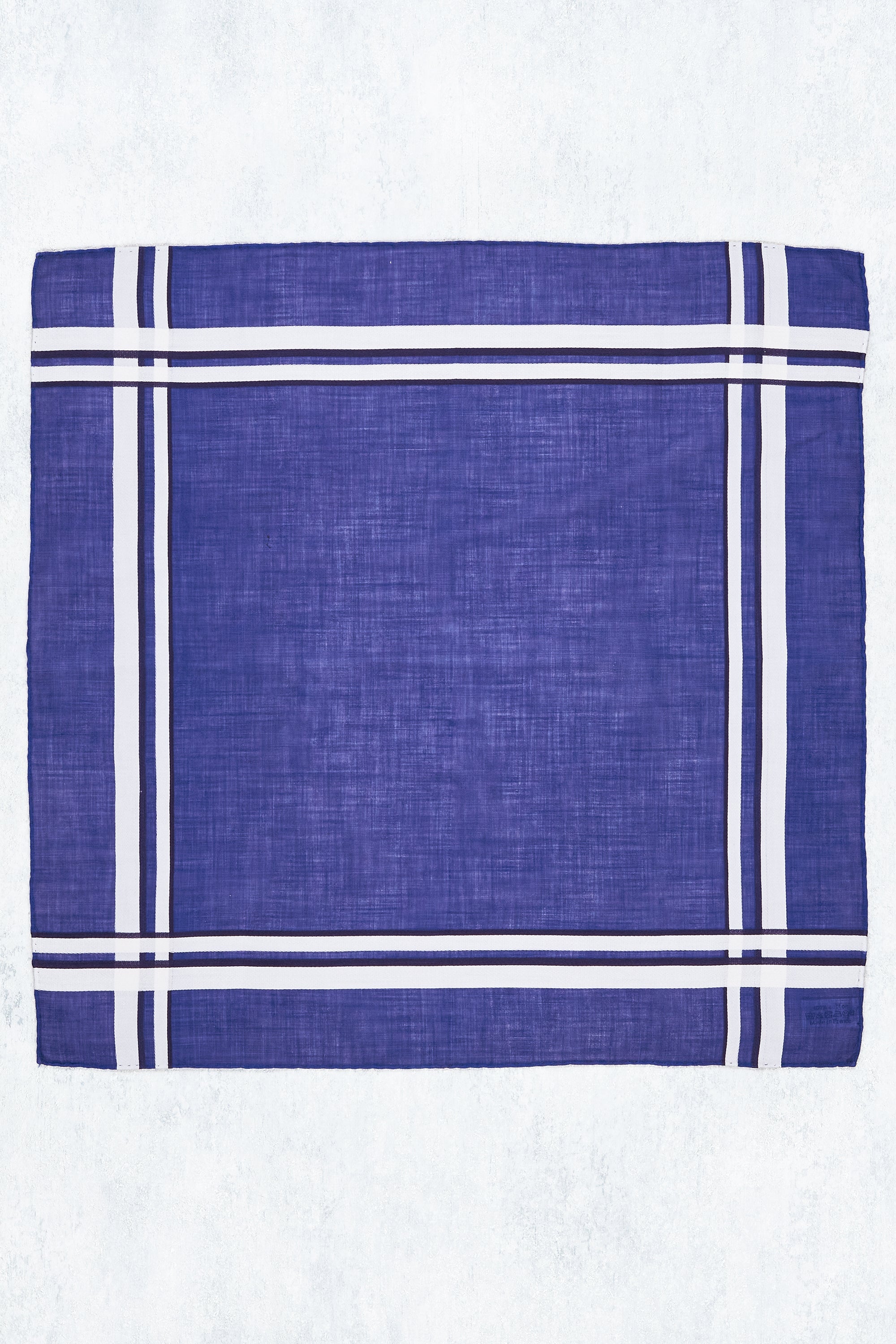 Simonnot Godard Purple-Blue with White Border Cotton Pocket Square