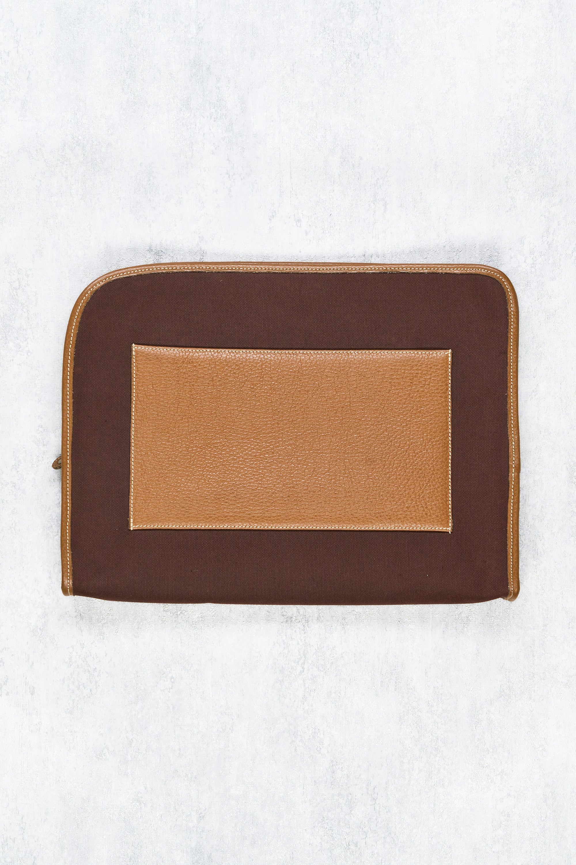 Tramontano Brown Canvas Leather Pouch