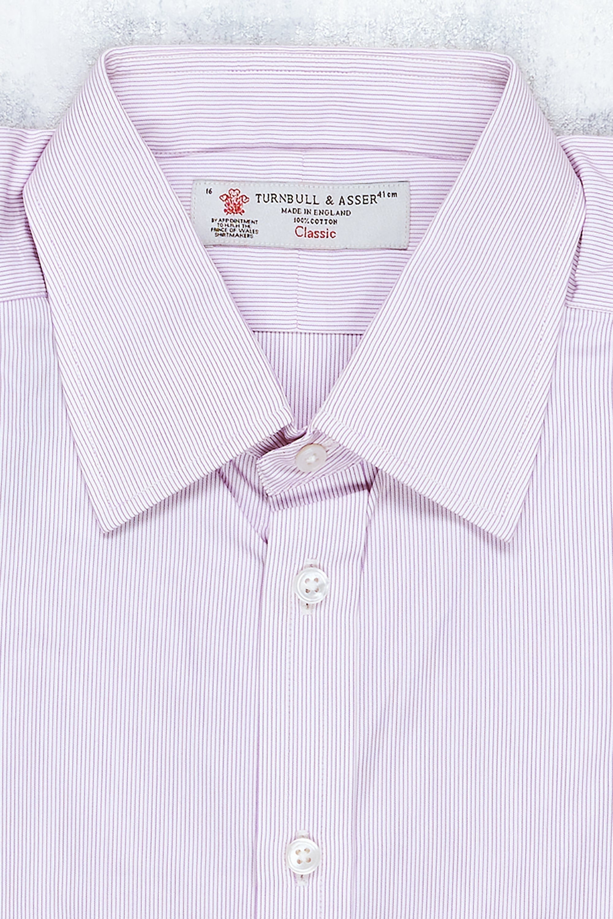 Turnbull & Asser Purple Stripe Poplin Cotton Spread Collar Shirt