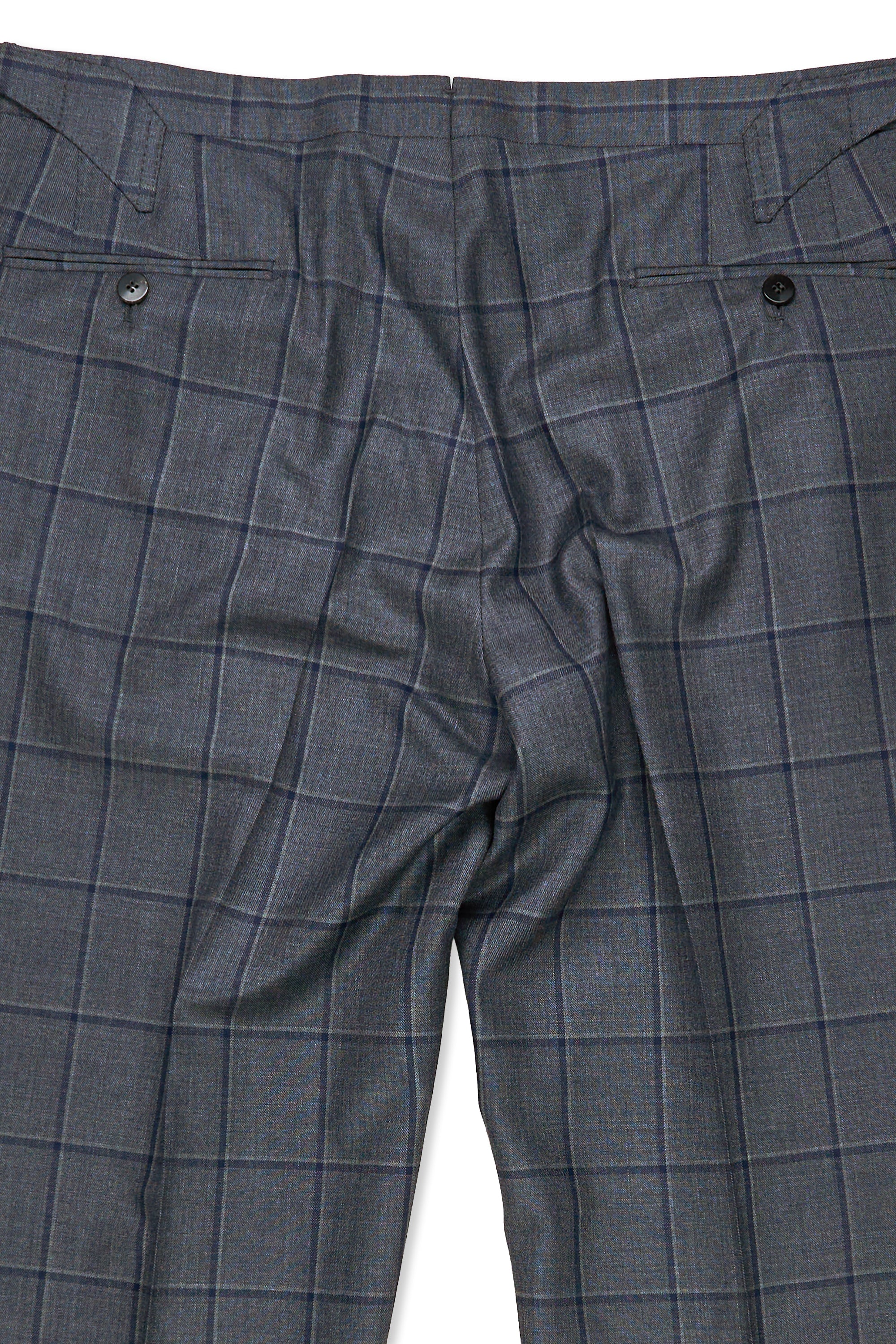 Cesare Attolini Grey with Navy Windowpane Wool/Cashmere Suit