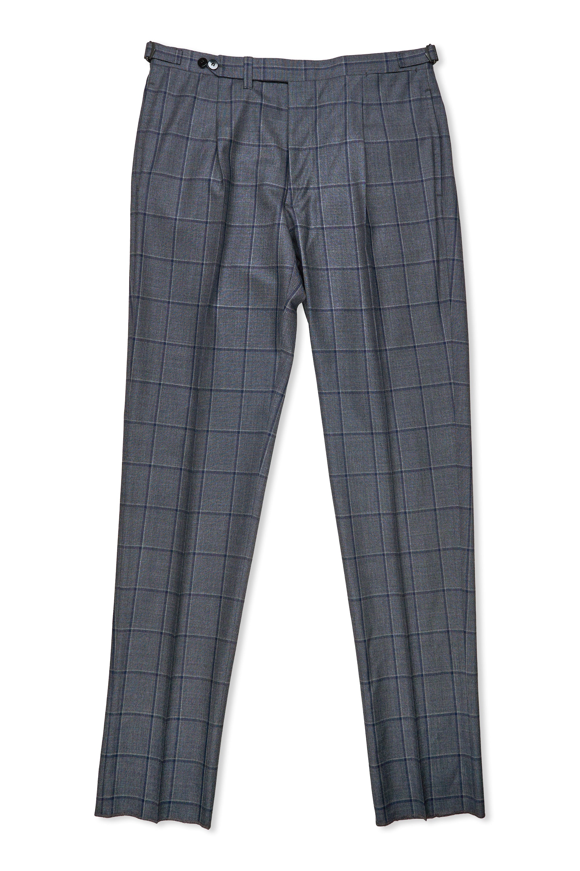 Cesare Attolini Grey with Navy Windowpane Wool/Cashmere Suit