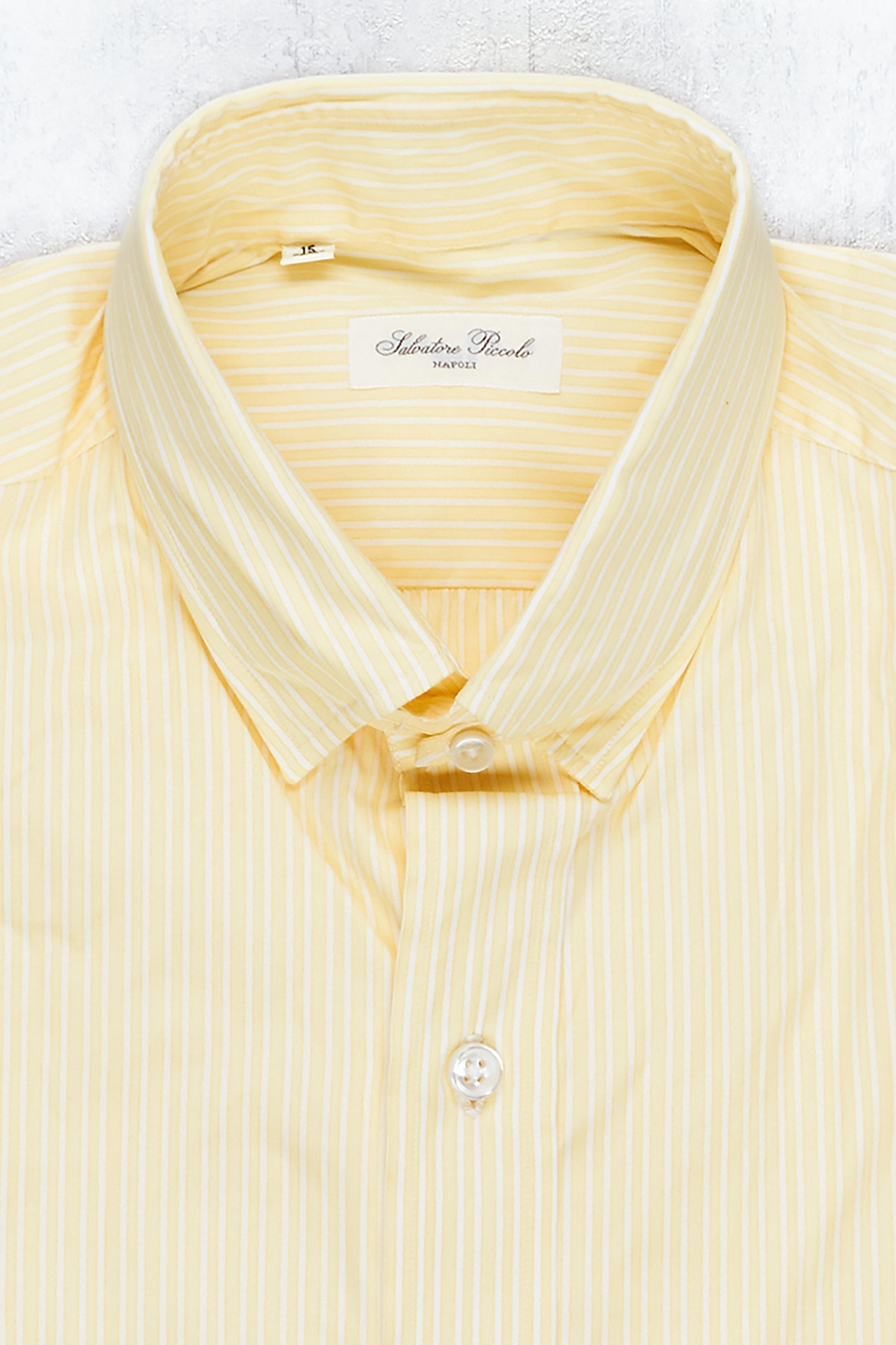 Salvatore Piccolo Yellow/White Stripe Cotton Spread Collar Shirt