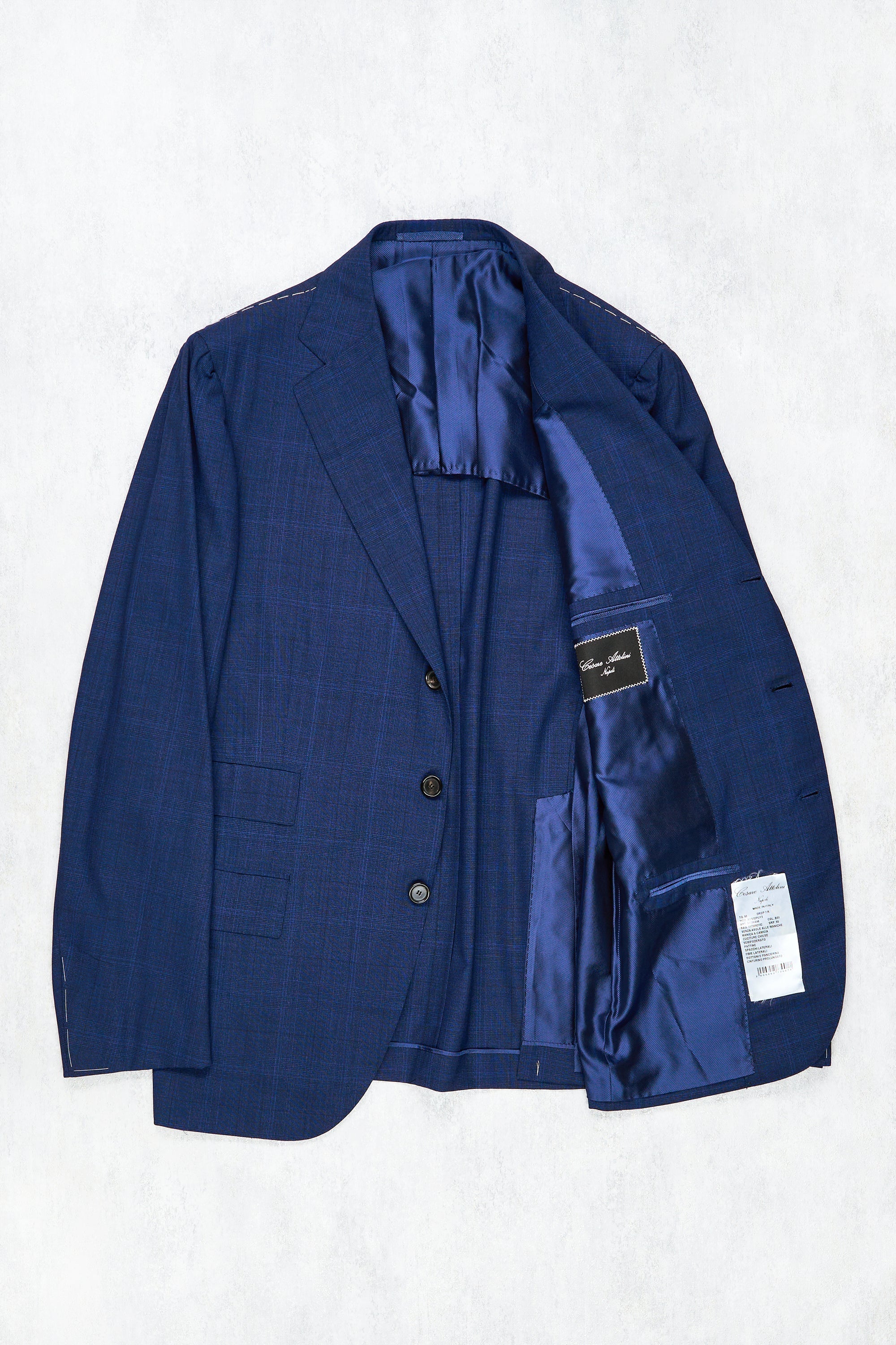 Cesare Attolini Blue/Black Check Wool Suit
