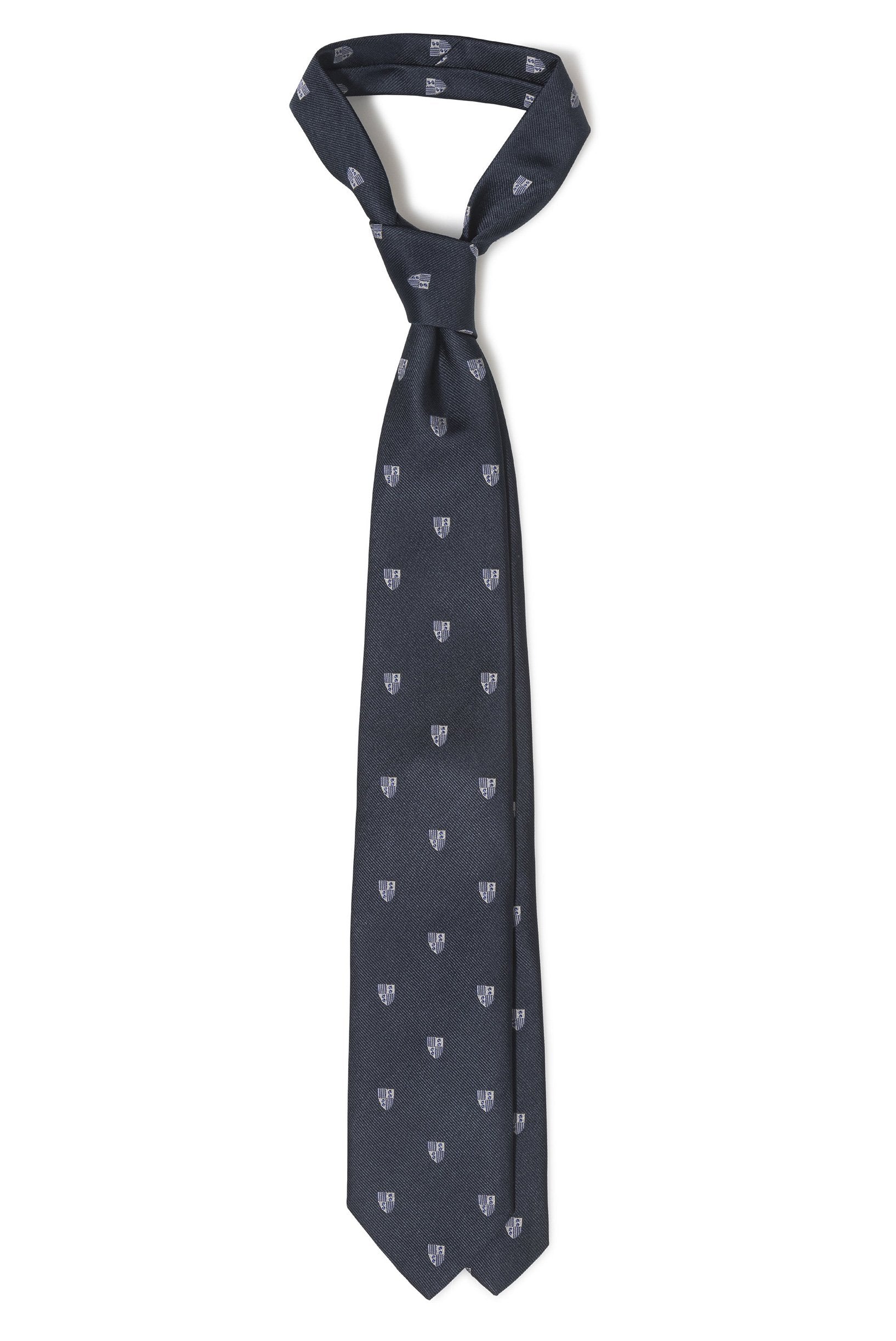 Drake's Navy Shield Pattern Silk Jacquard Tie