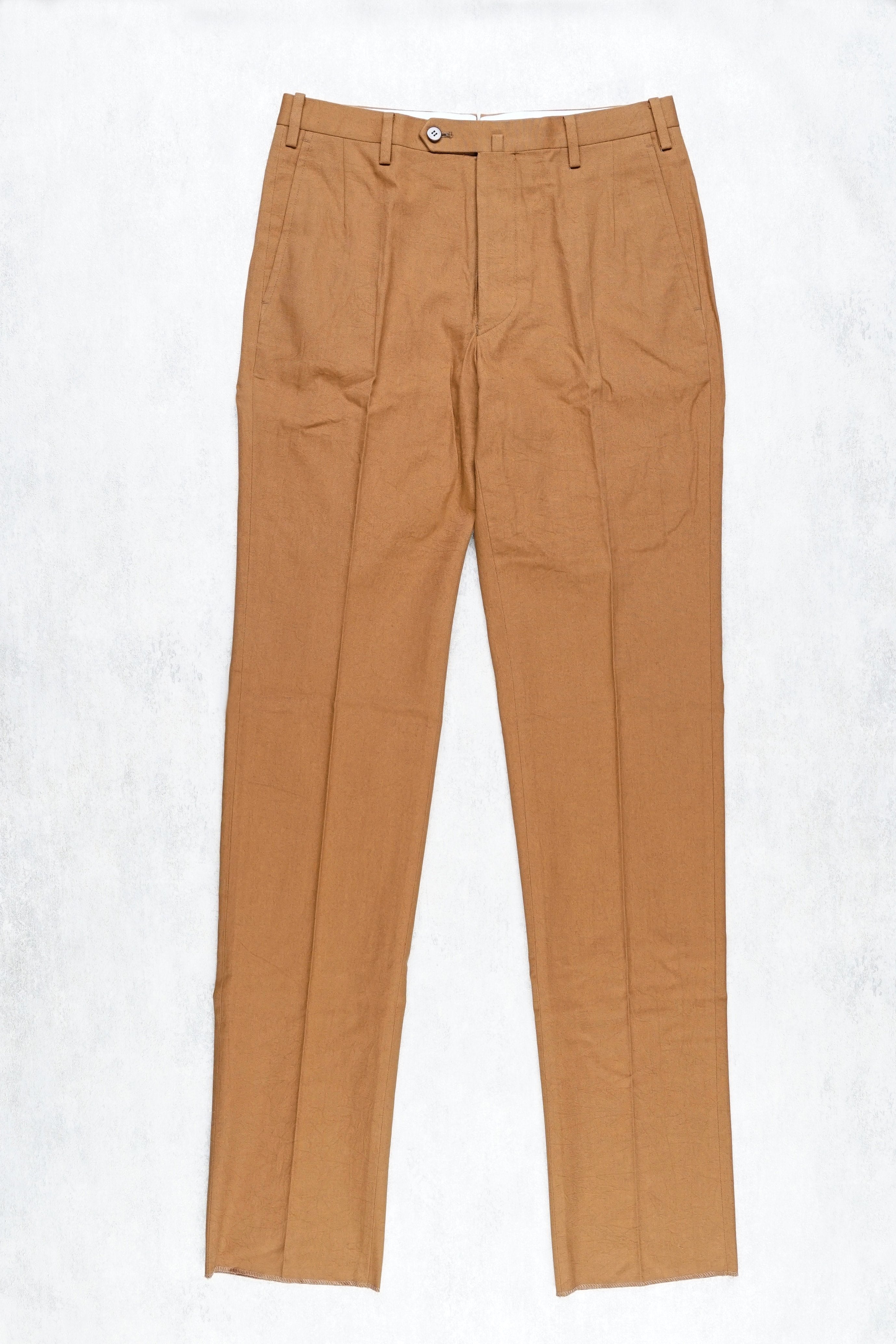 The Armoury by Osaku Ocre Cotton Flat-front AO Trousers *factory seconds*