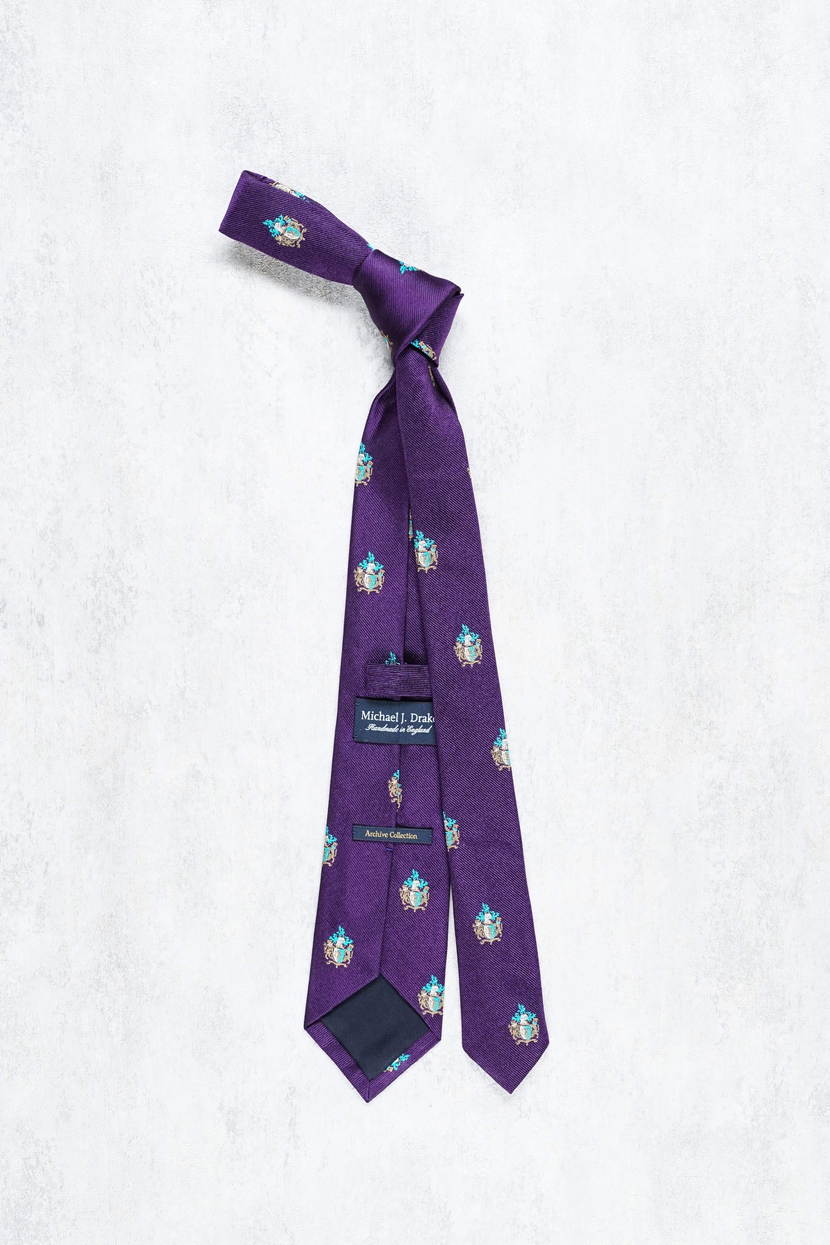 Drake's Purple Badge Silk Tie