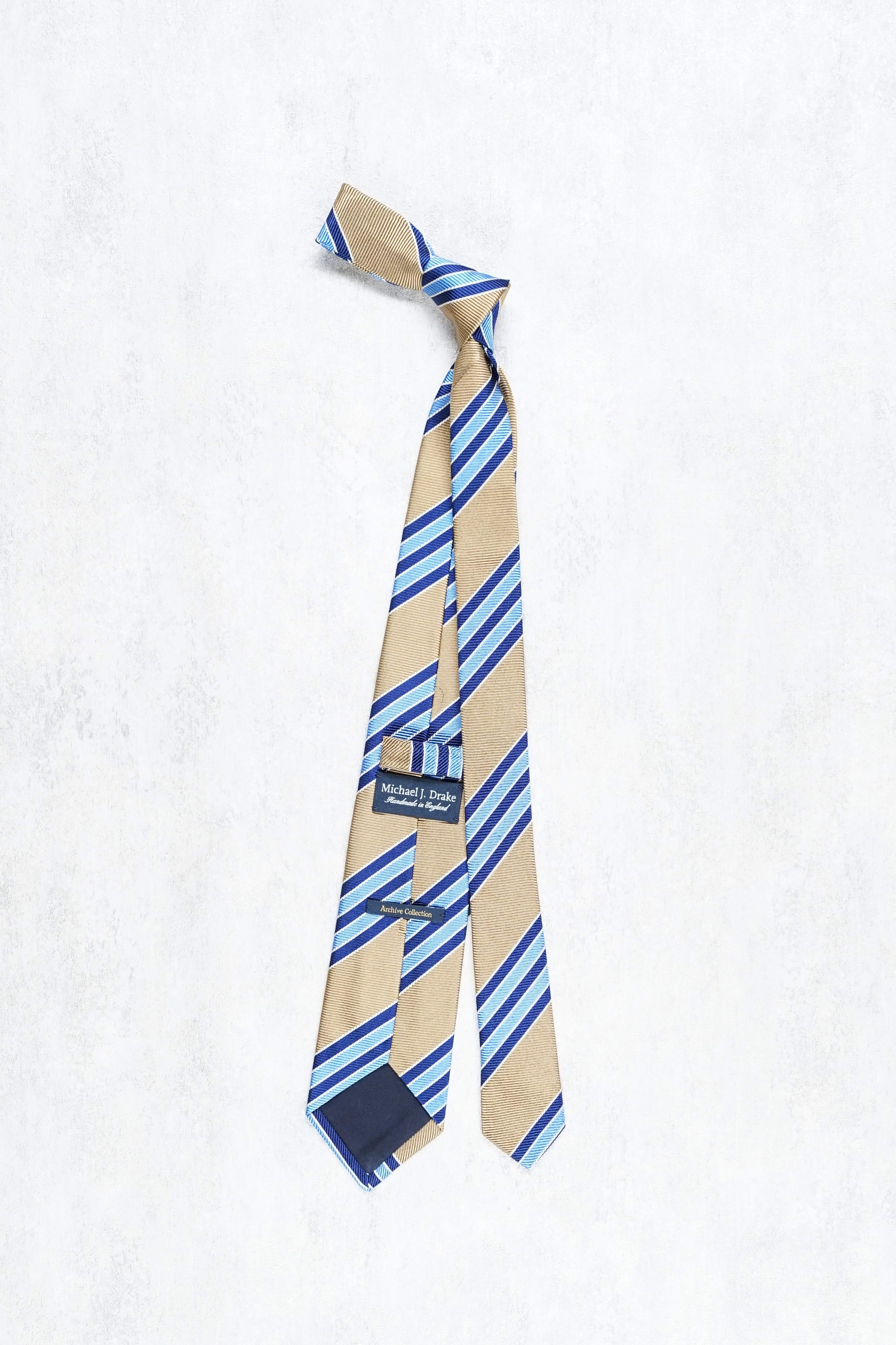 Drake's Brown with Blue/Navy Stripe Silk Tie