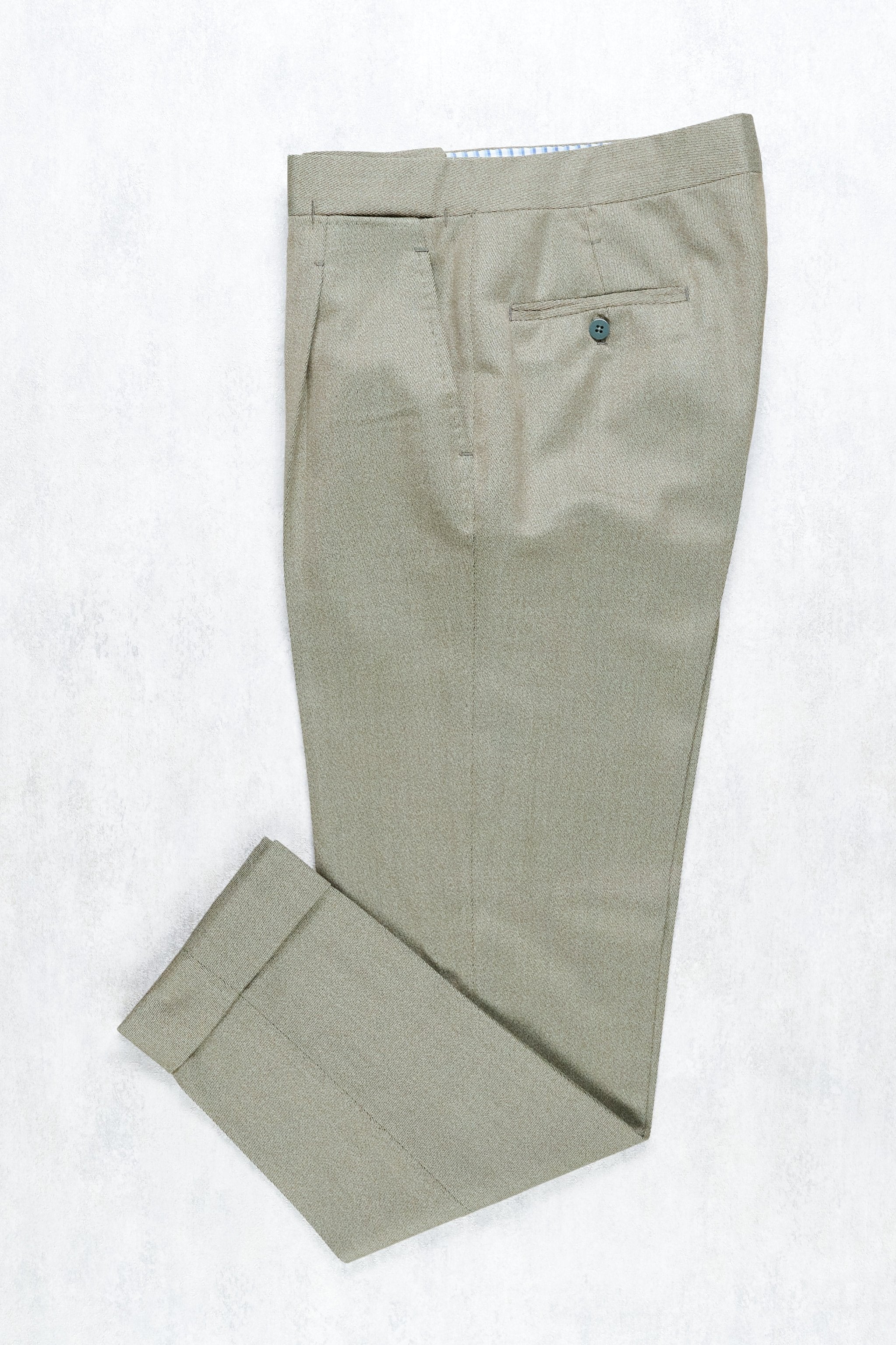 Ambrosi Napoli Green Wool Single Pleat Trousers