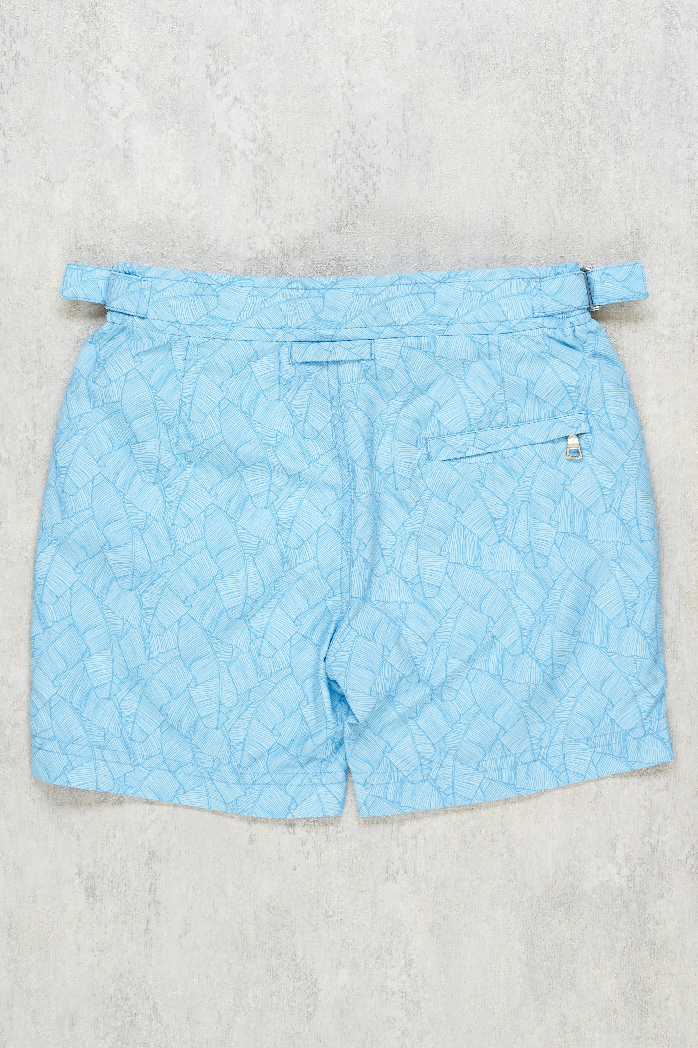 Orlebar Brown Boy's Blue Russell Mid Length Palm Print Bay Swim Short