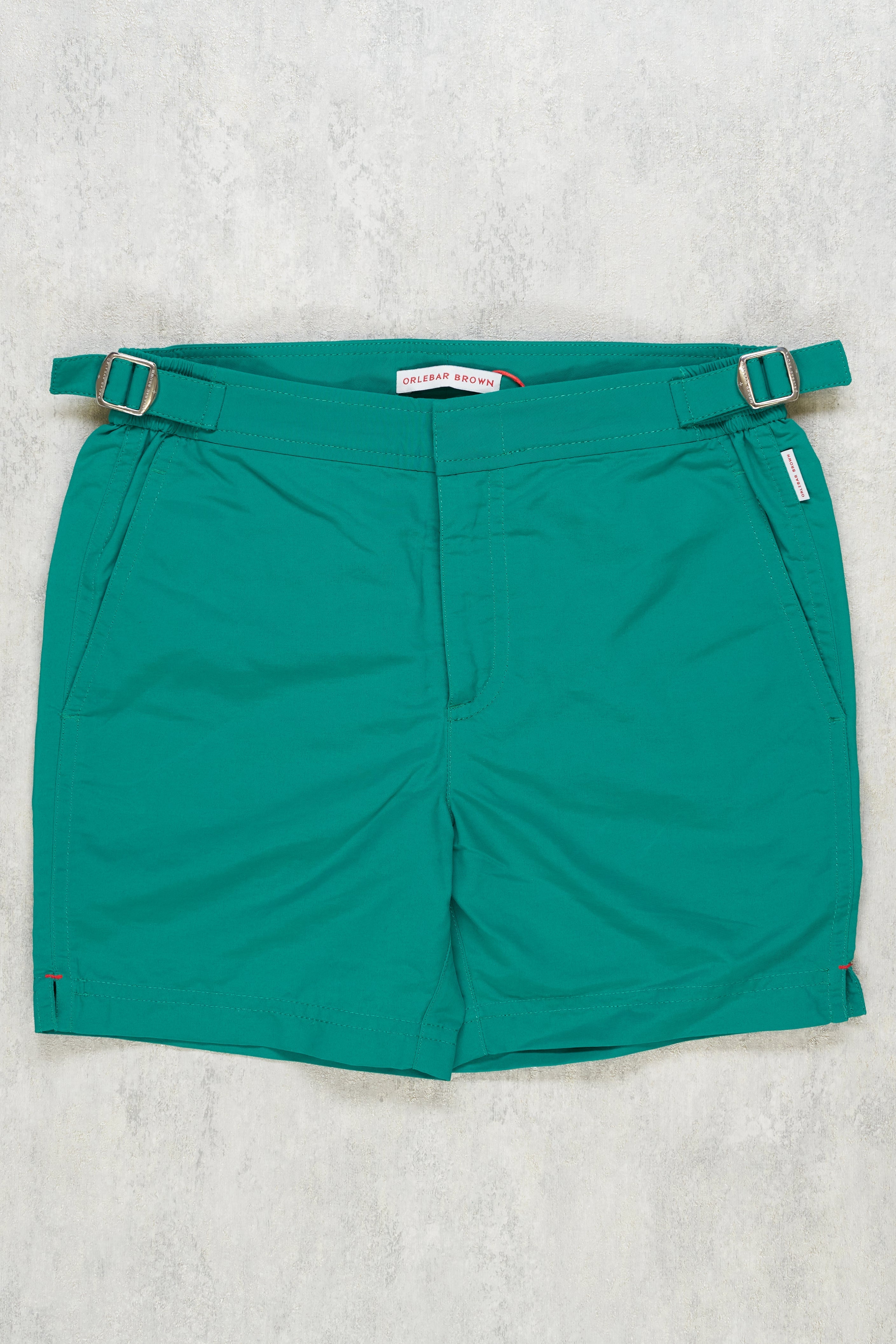 Orlebar Brown Boy's Juniper Green Russell Mid Length Parrot Swim Short