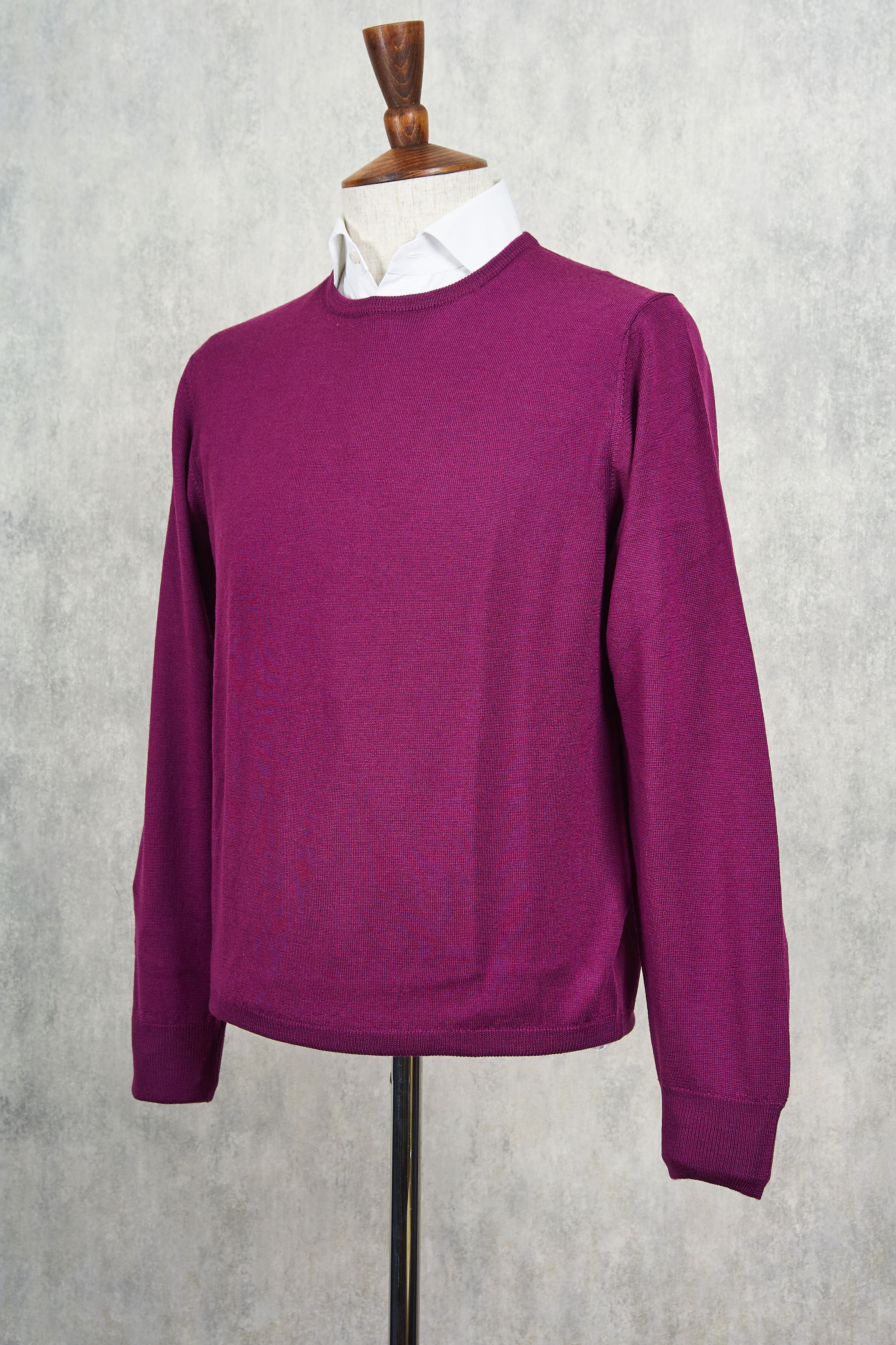 Ascot Chang Purple Extra-Fine Merino Wool Round Neck Sweater