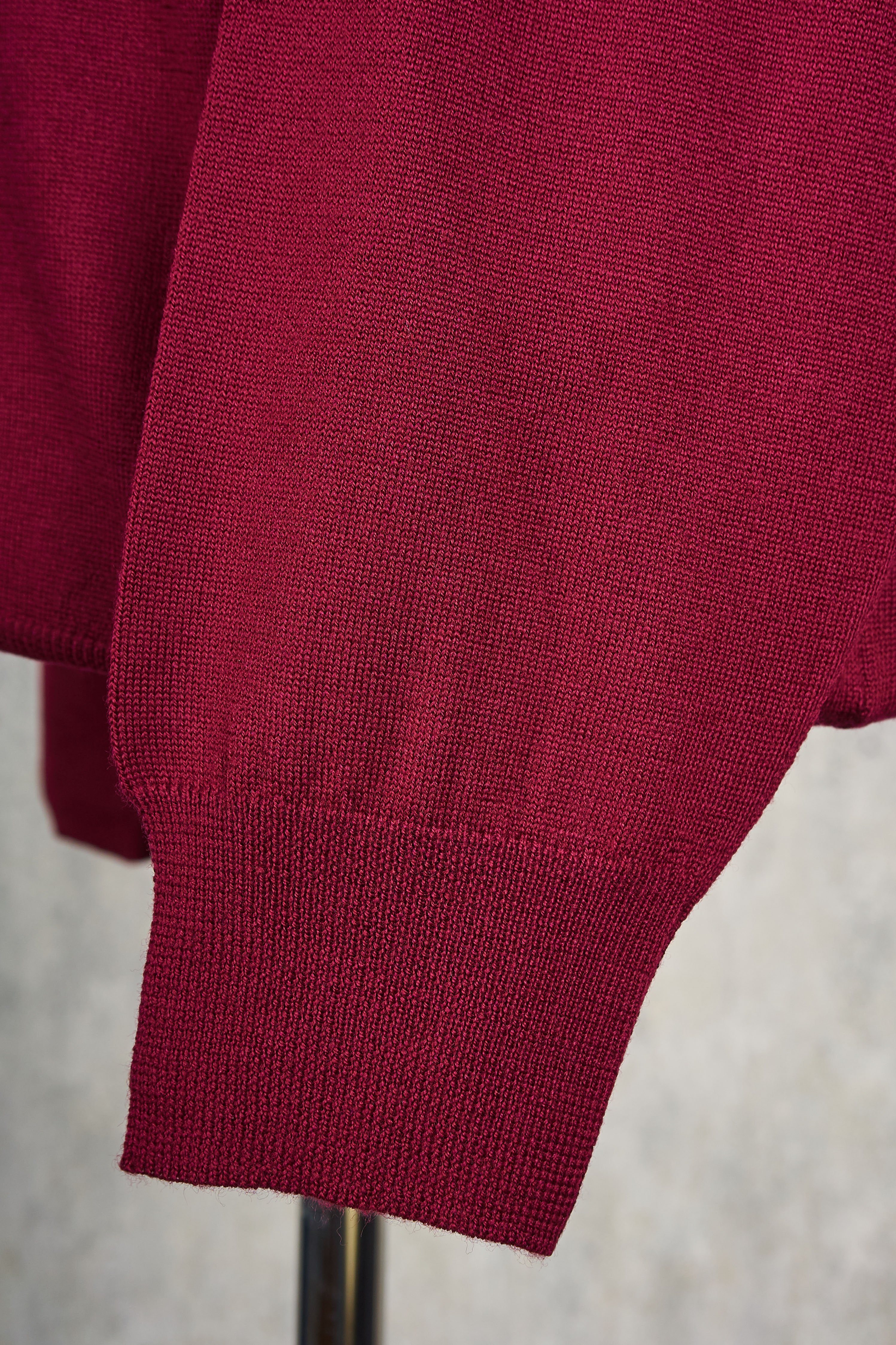 Ascot Chang Burgundy Extra-Fine Merino Wool V-Neck Sweater