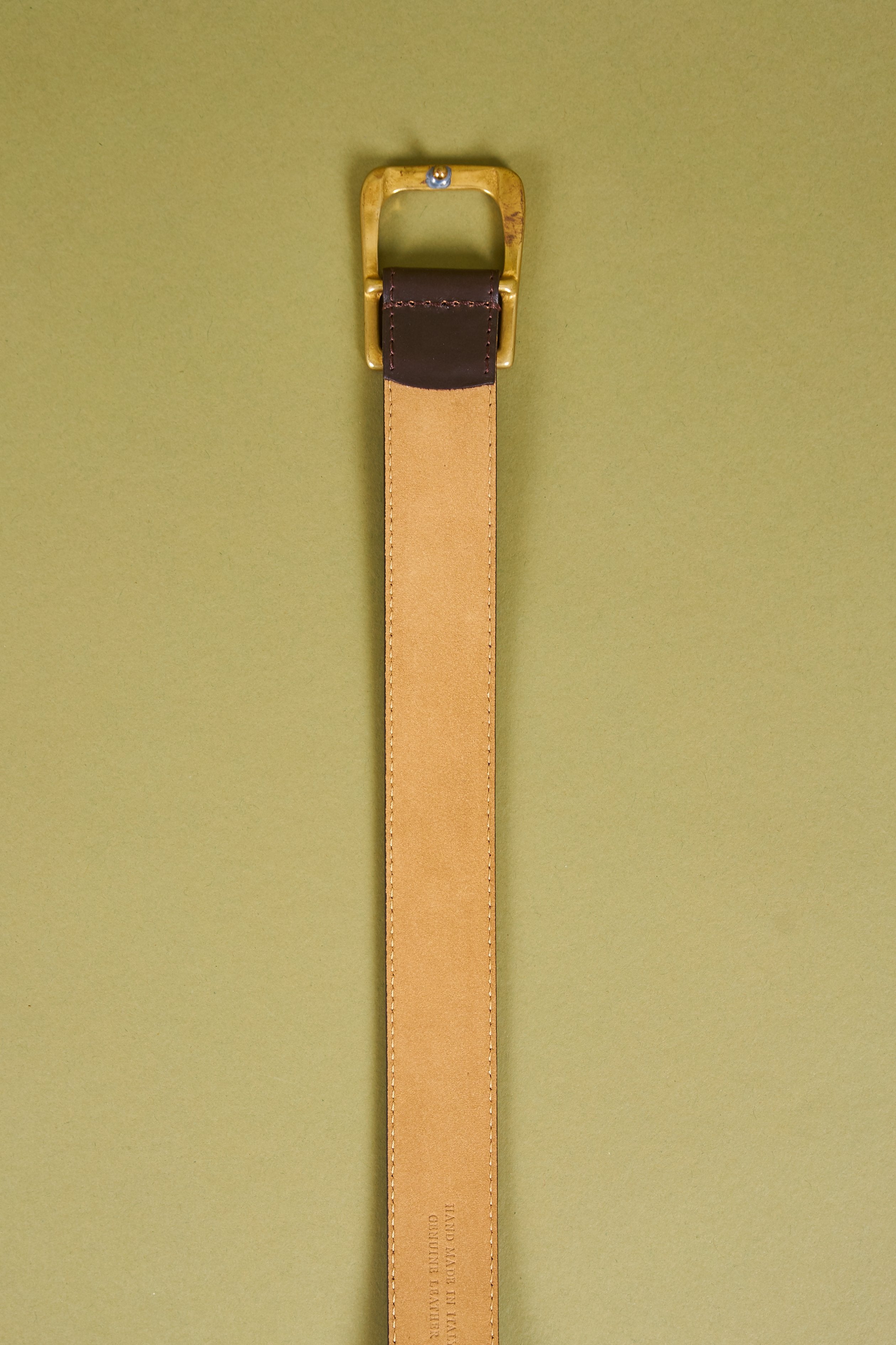 Simonnot Godard 58081 Dark Brown Brass Buckle Belt