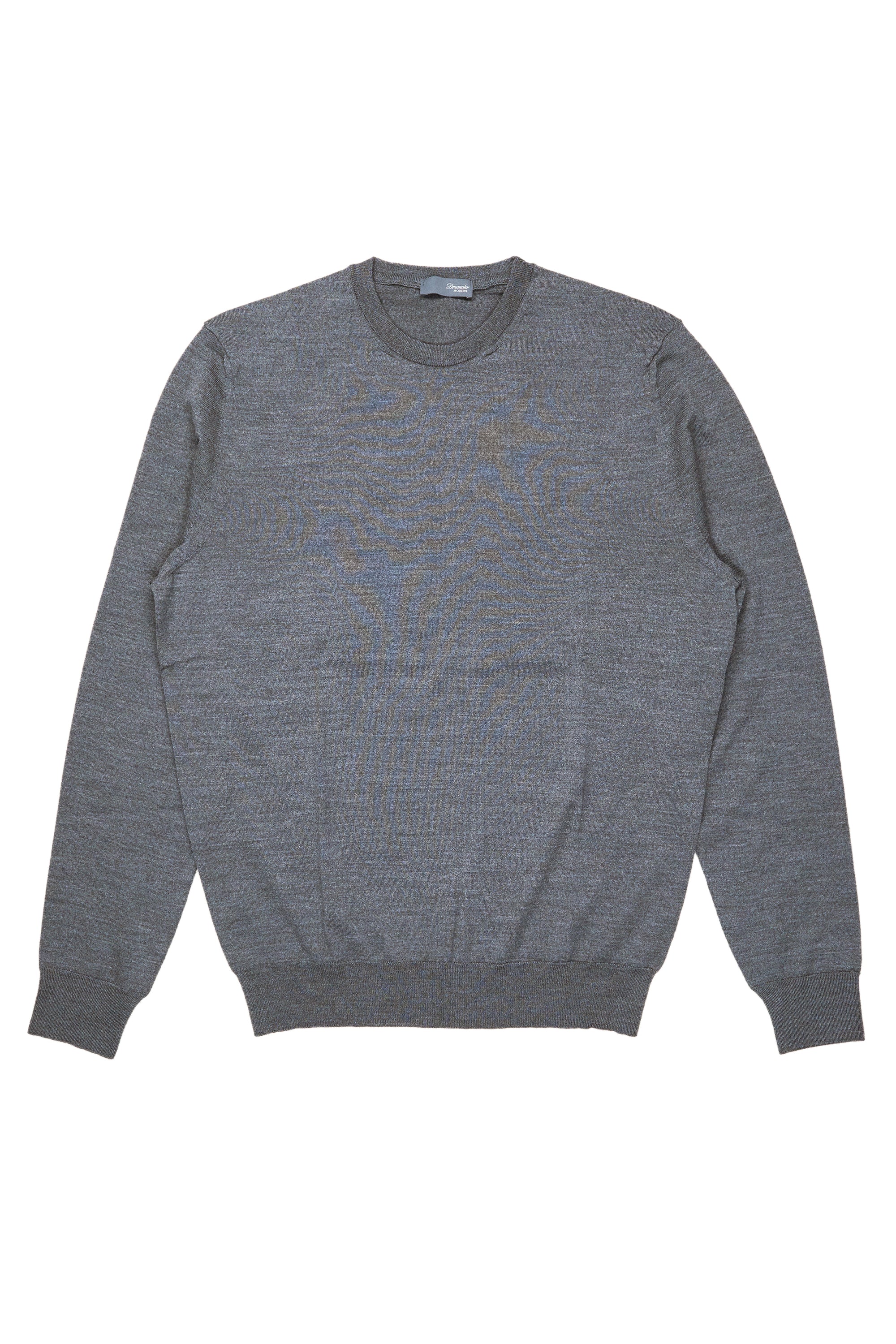 Drumohr Antracite Extra Fine Merino Wool Crewneck Sweater