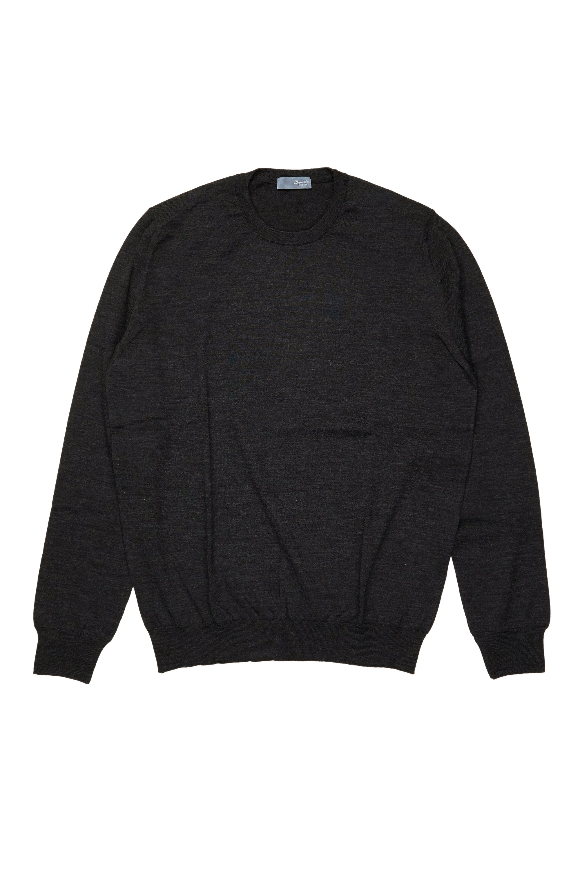 Drumohr Carbone Extra Fine Merino Wool Crewneck Sweater