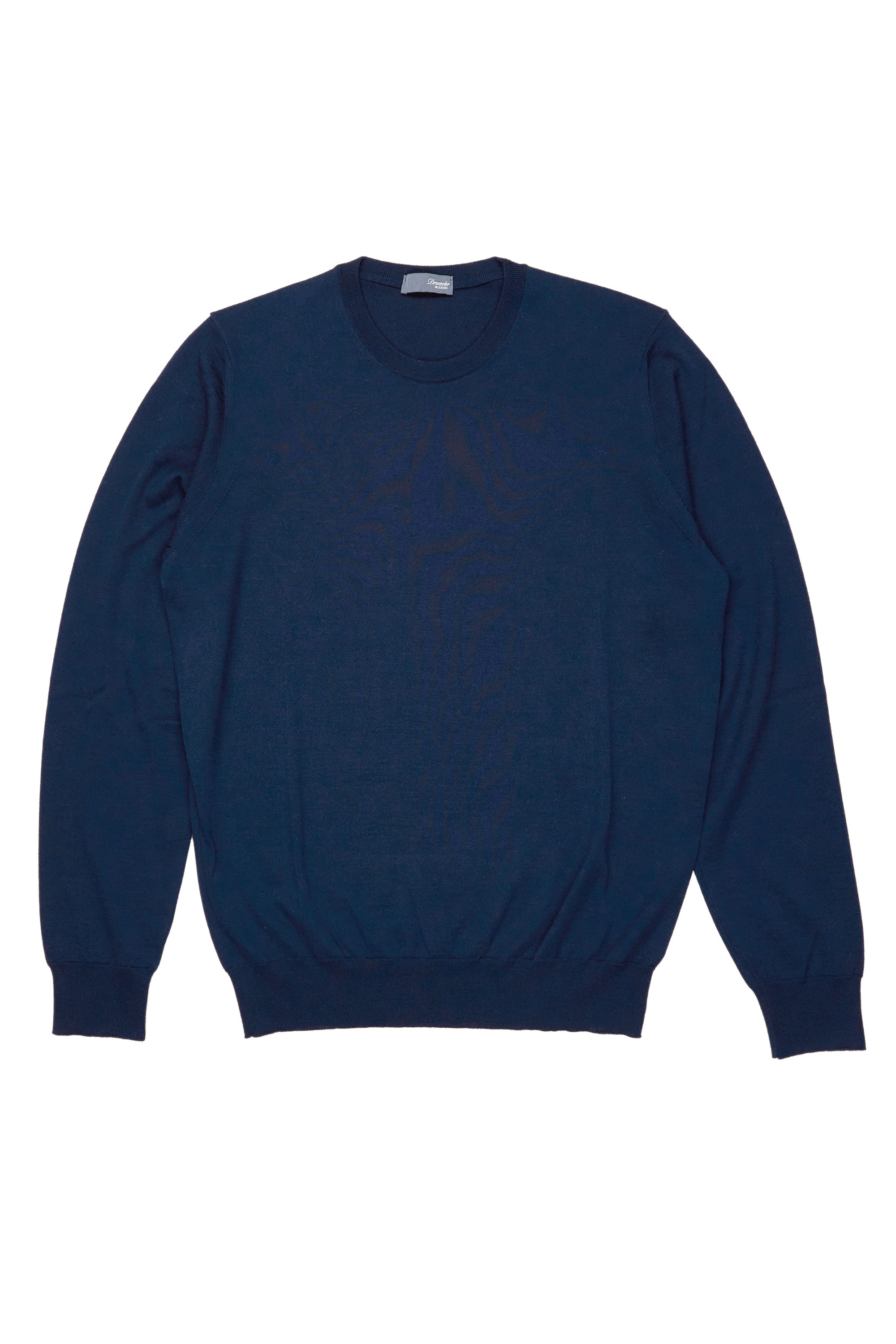 Drumohr Blue Extra Fine Merino Wool Crewneck Sweater