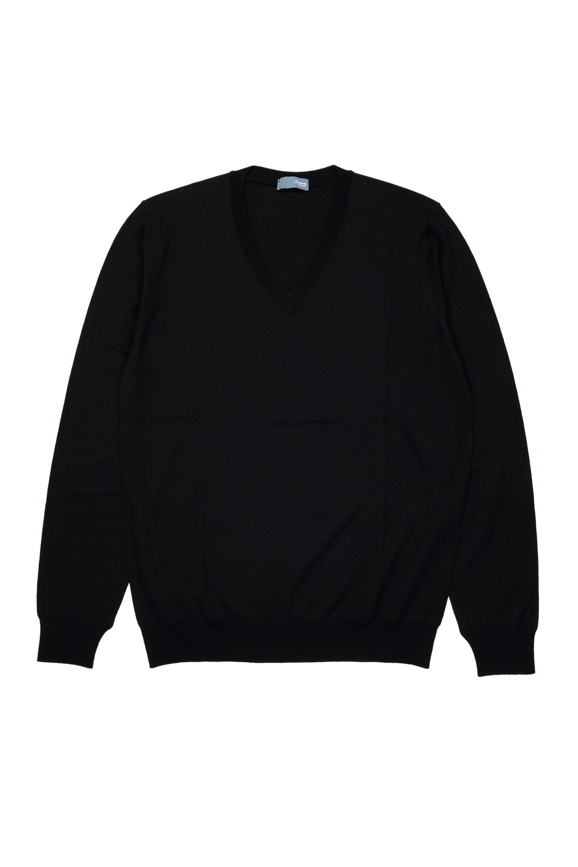 Drumohr Nero Extra Fine Merino Wool V-neck Sweater