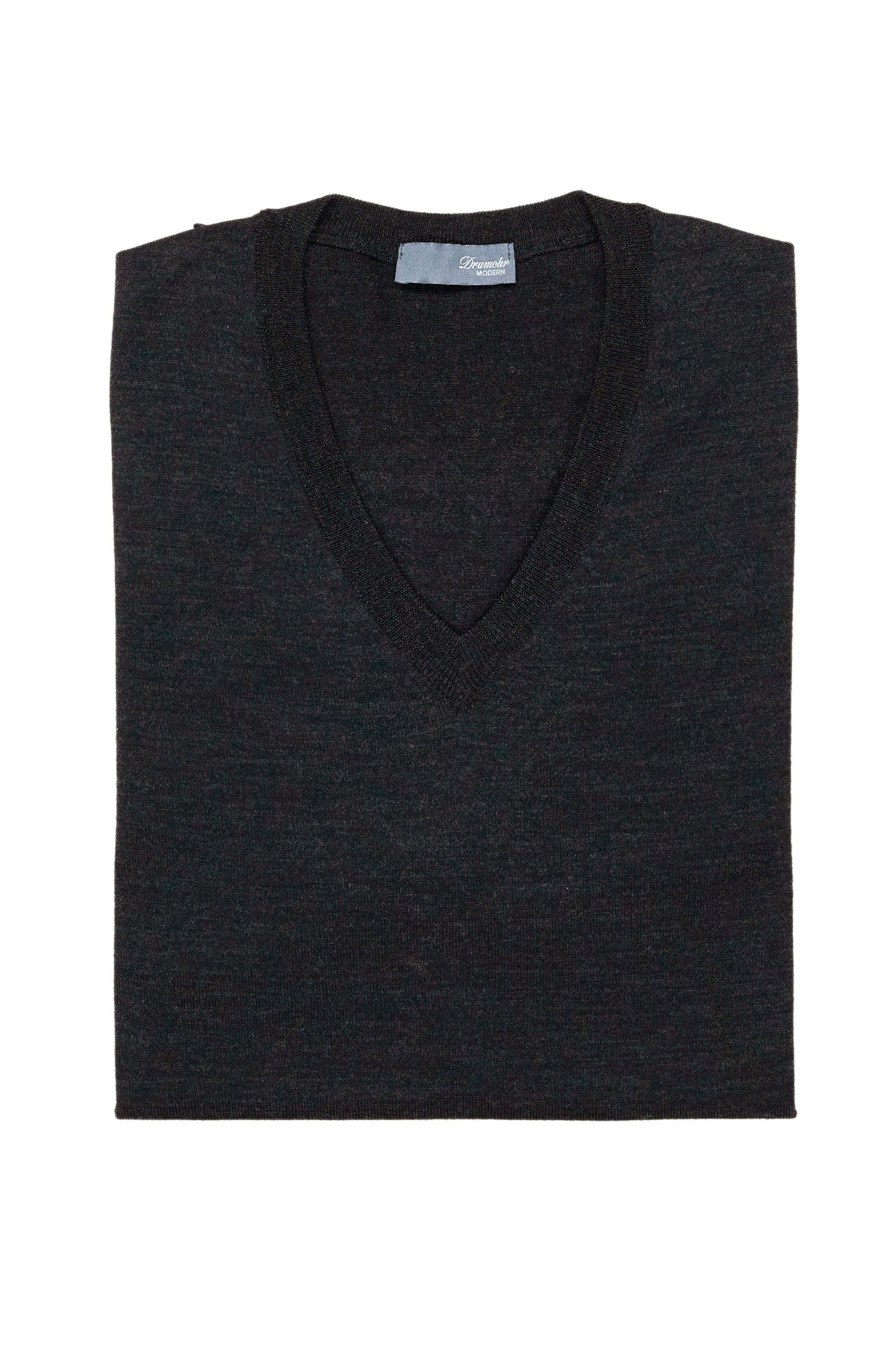 Drumohr Carbone Extra Fine Merino Wool V-neck Sweater