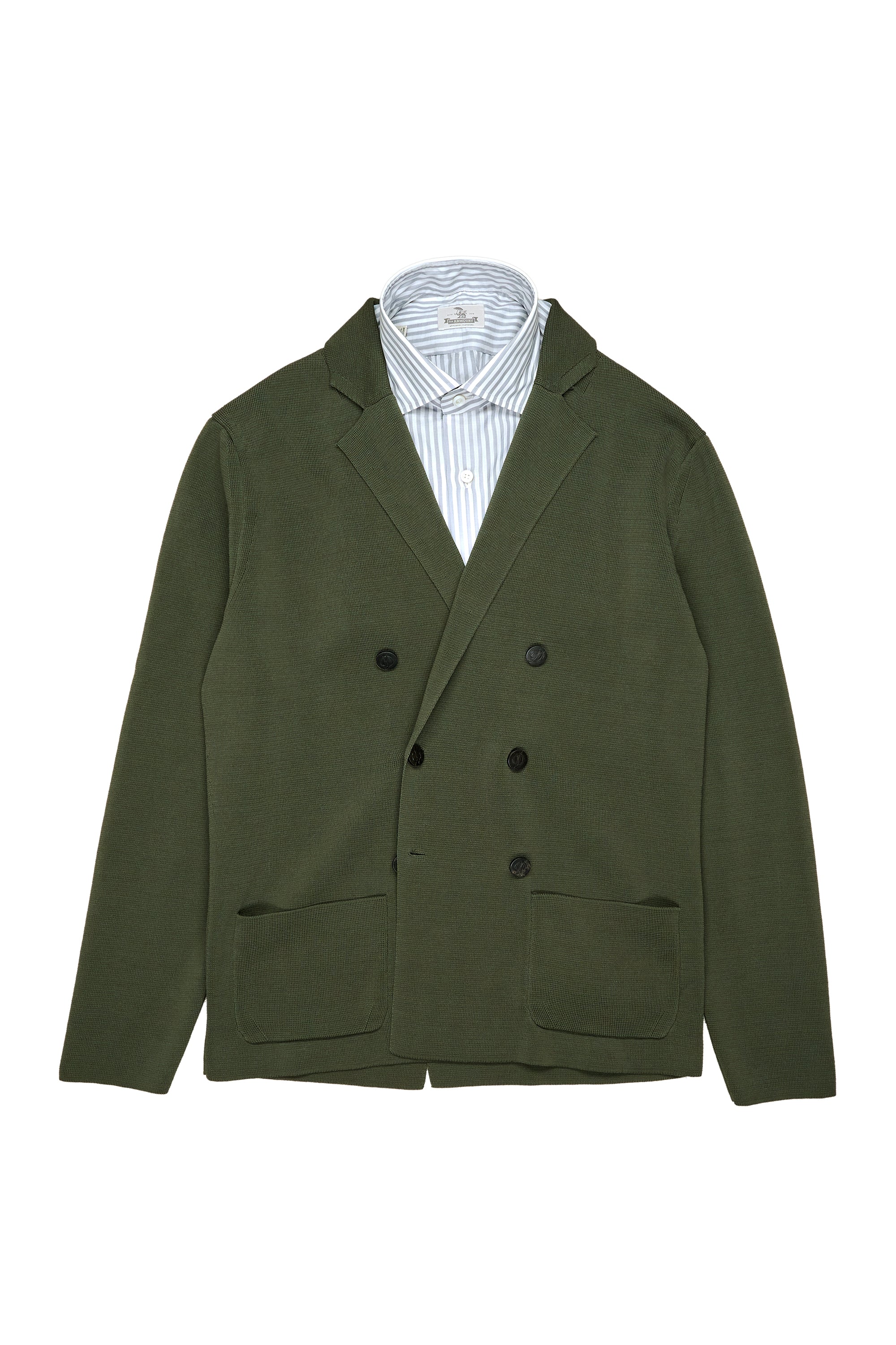 Drumohr Olive Cotton Knitted Double Breasted Jacket