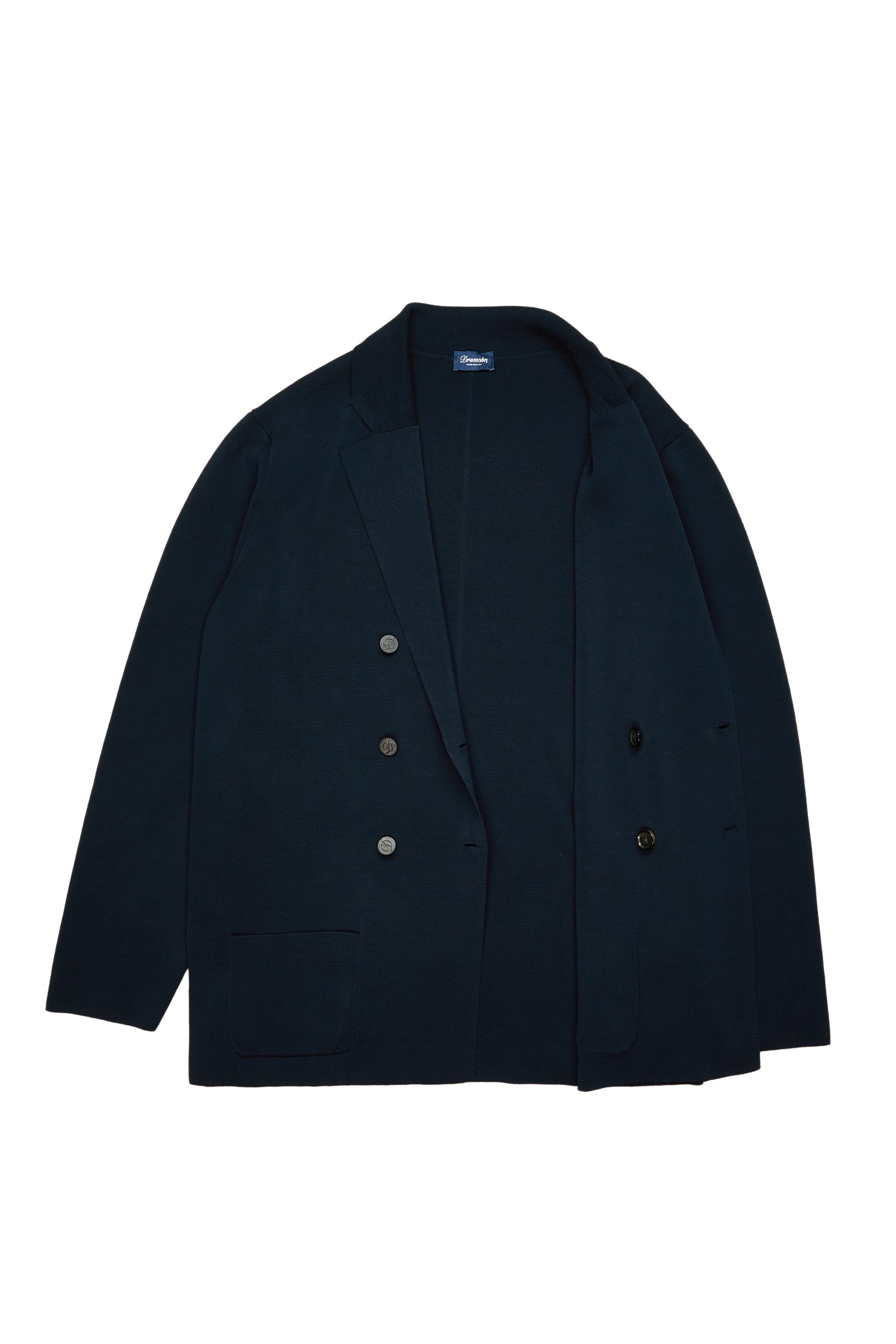 Drumohr Navy Cotton Knitted Double Breasted Jacket