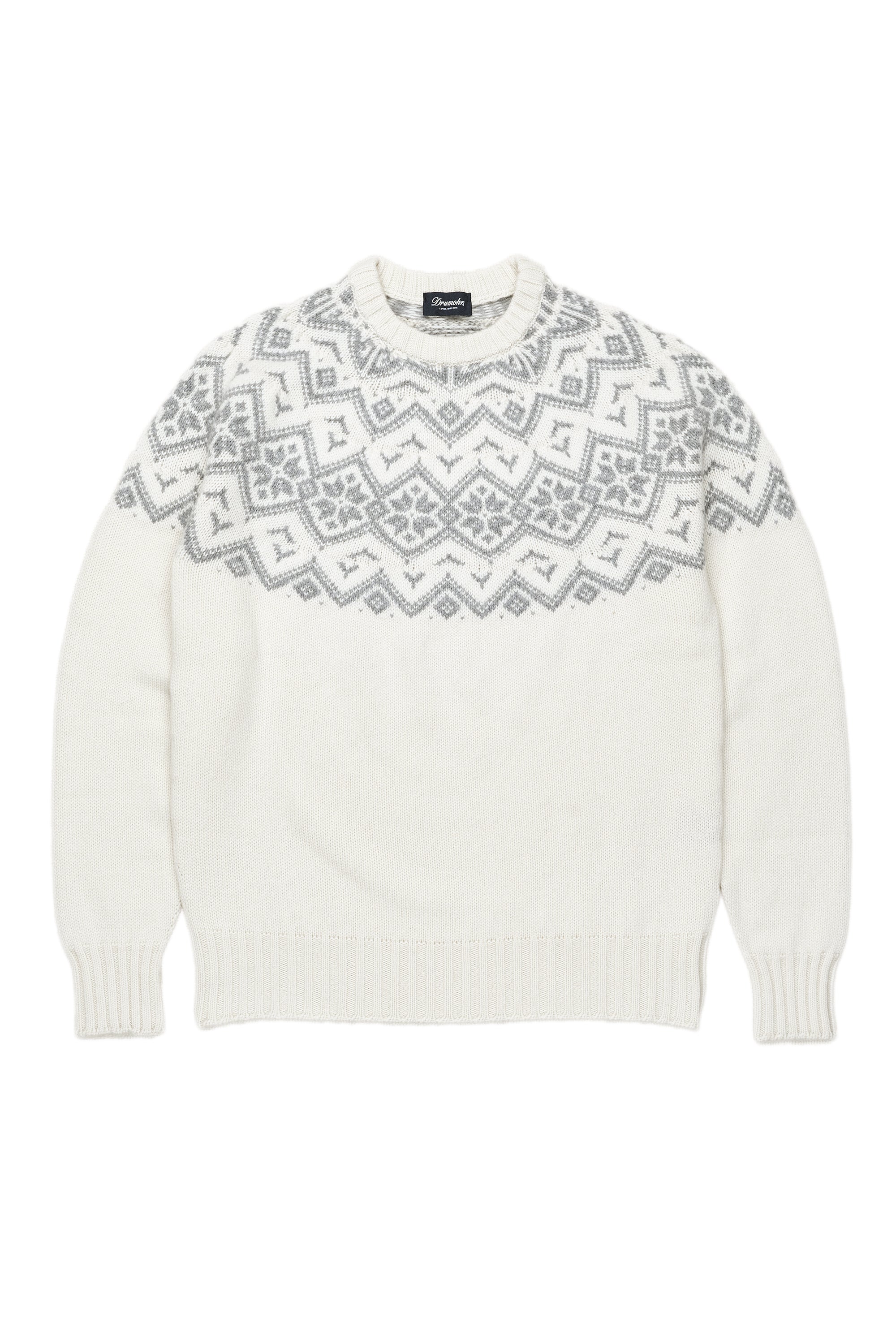 Drumohr Cream Snow Flakes Cashmere Crewneck Sweater