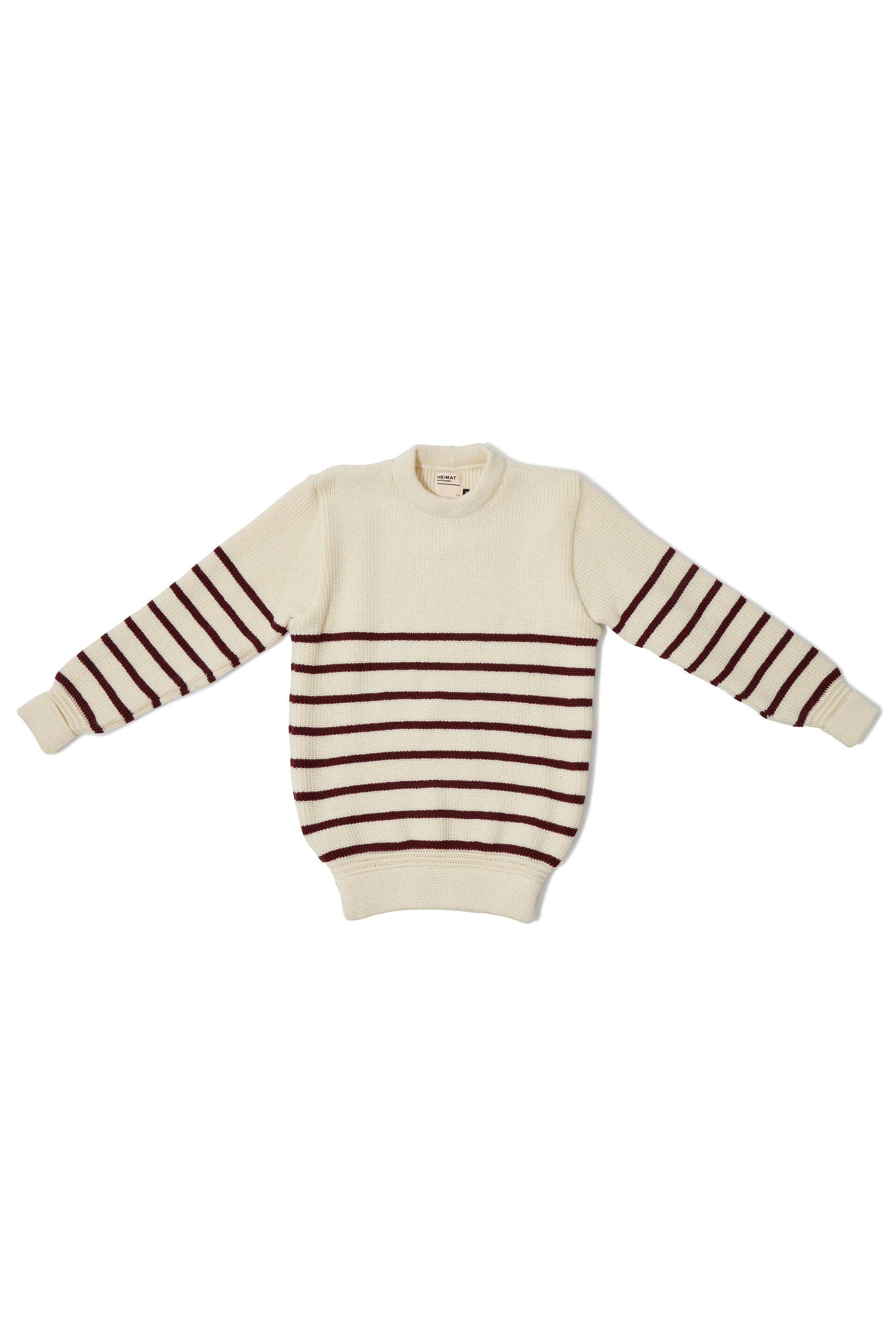 Heimat Seashell Burgundy Wool Mariner Stripe Crewneck Sweater