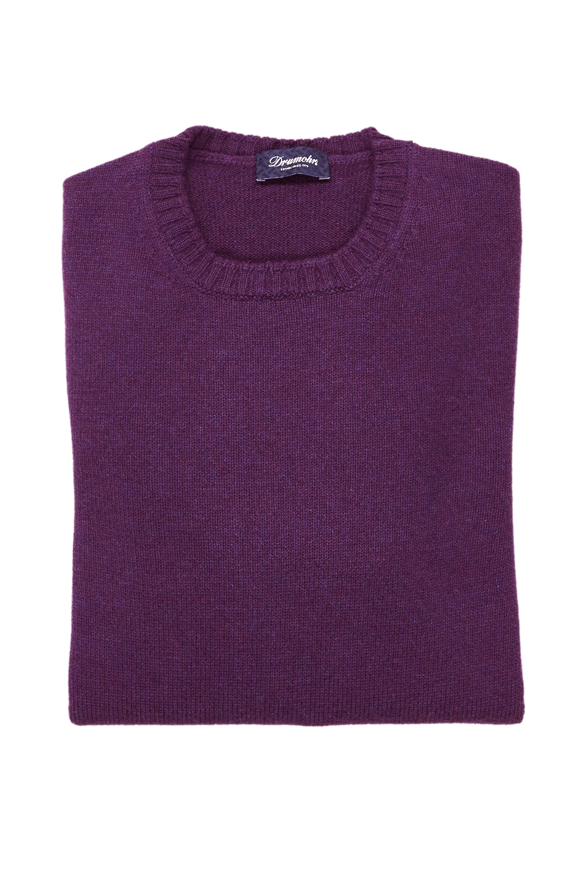 Drumohr Purple LS Solid Cashmere Crewneck Sweater