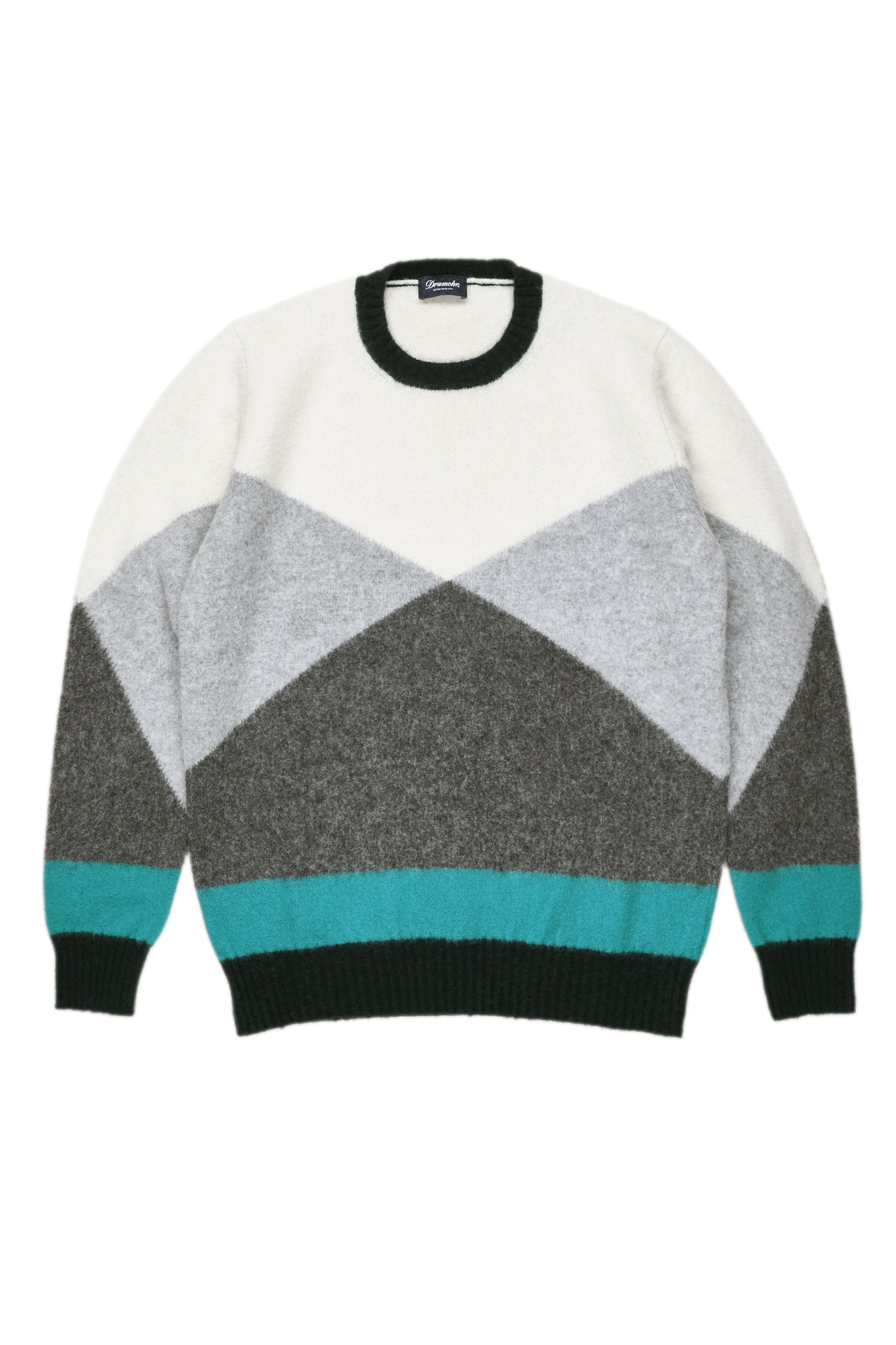 Drumohr Cammello/Latte/Sabbia Geometric Lambswool Crewneck Sweater