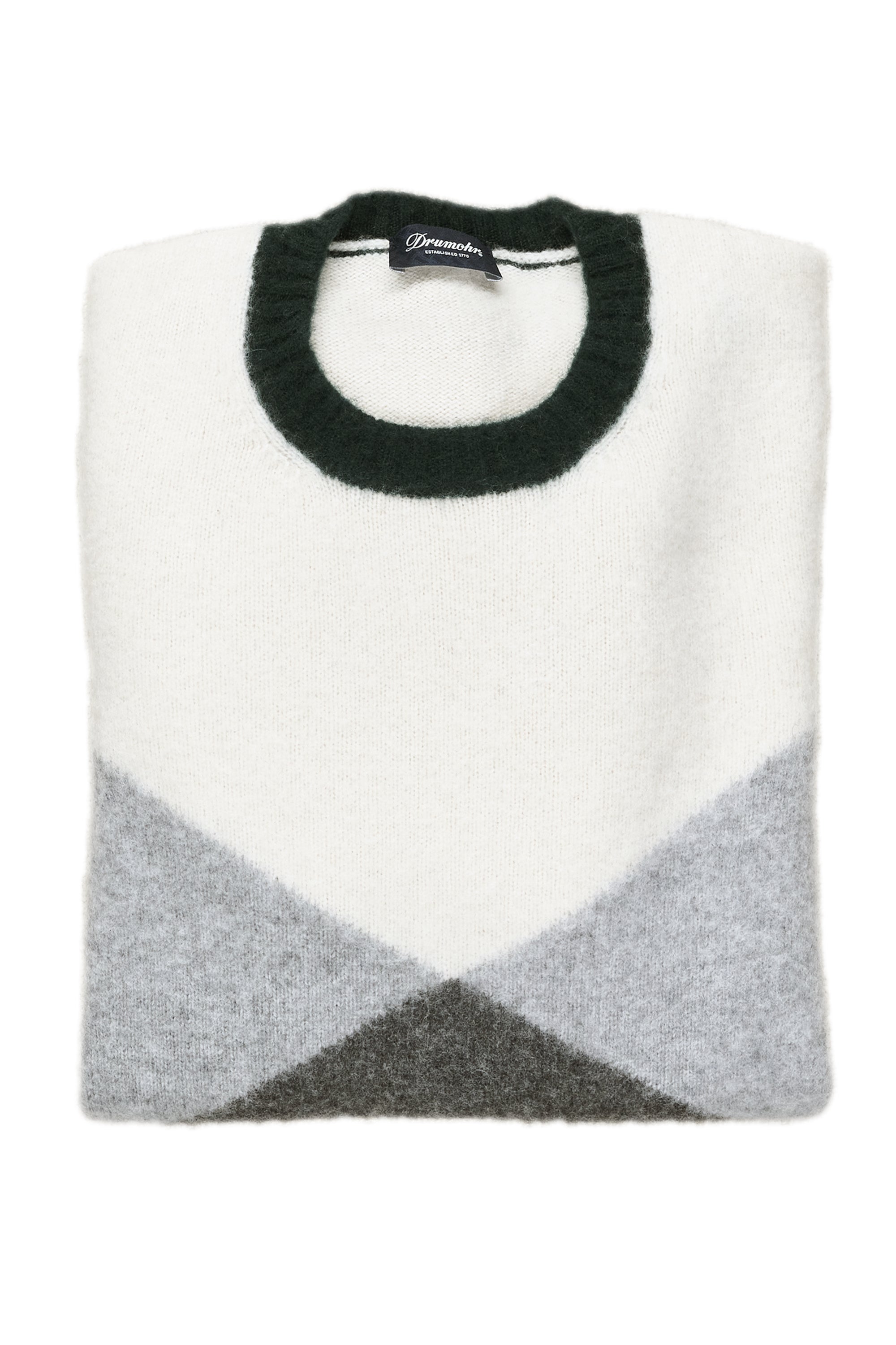 Drumohr Cammello/Latte/Sabbia Geometric Lambswool Crewneck Sweater