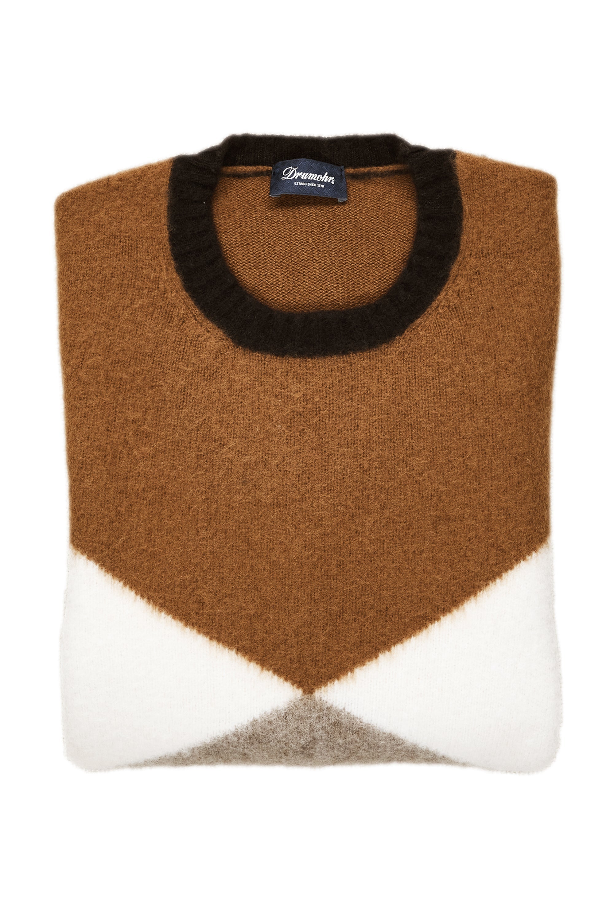Drumohr Latte/Grigio/Chiaro/Antracite Geometric Lambswool Crewneck Sweater
