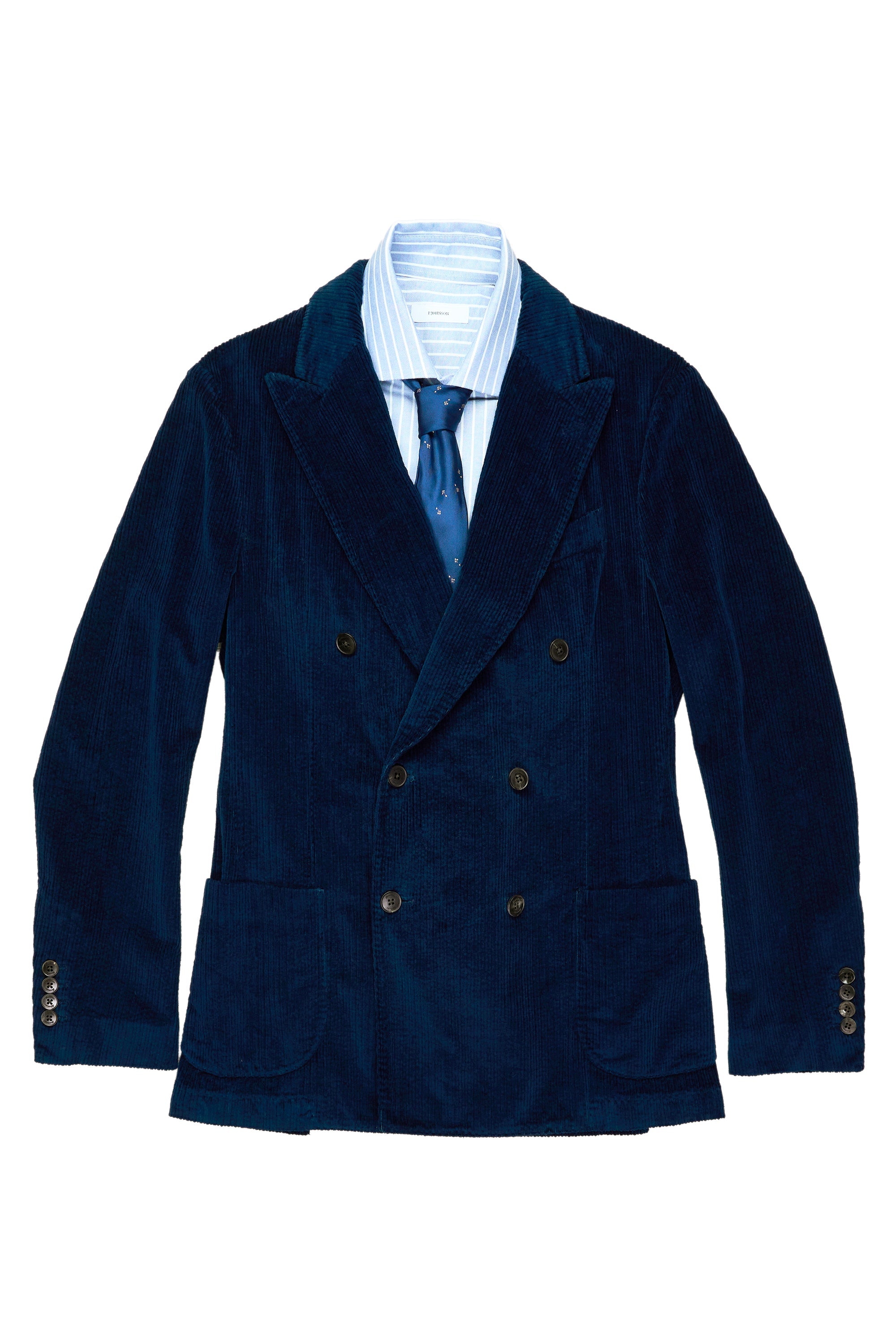 Drumohr Blue Double Breasted Cotton Corduroy Sport Coat