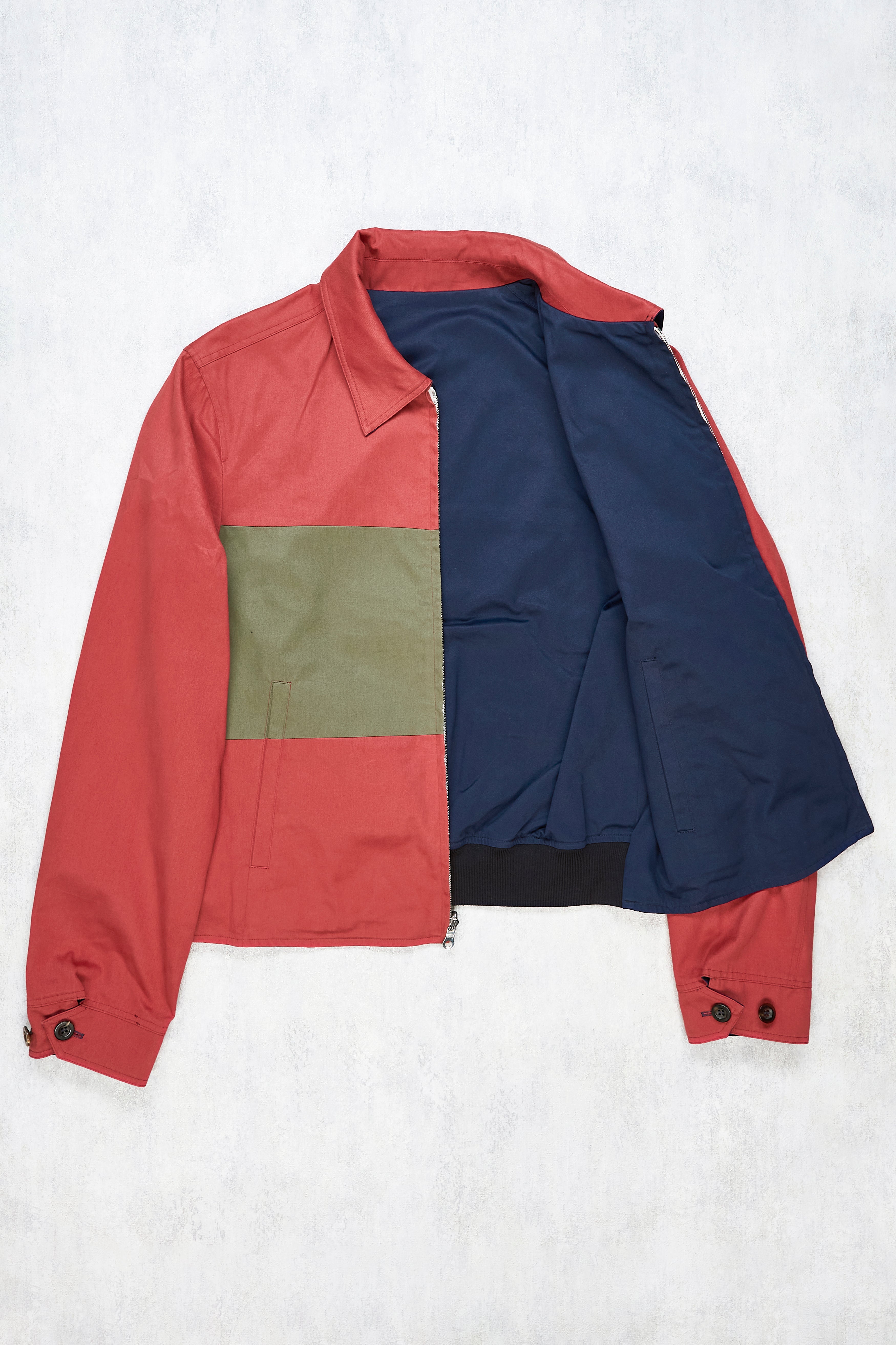 Drake's Red/Green and Navy Reverso Jacket