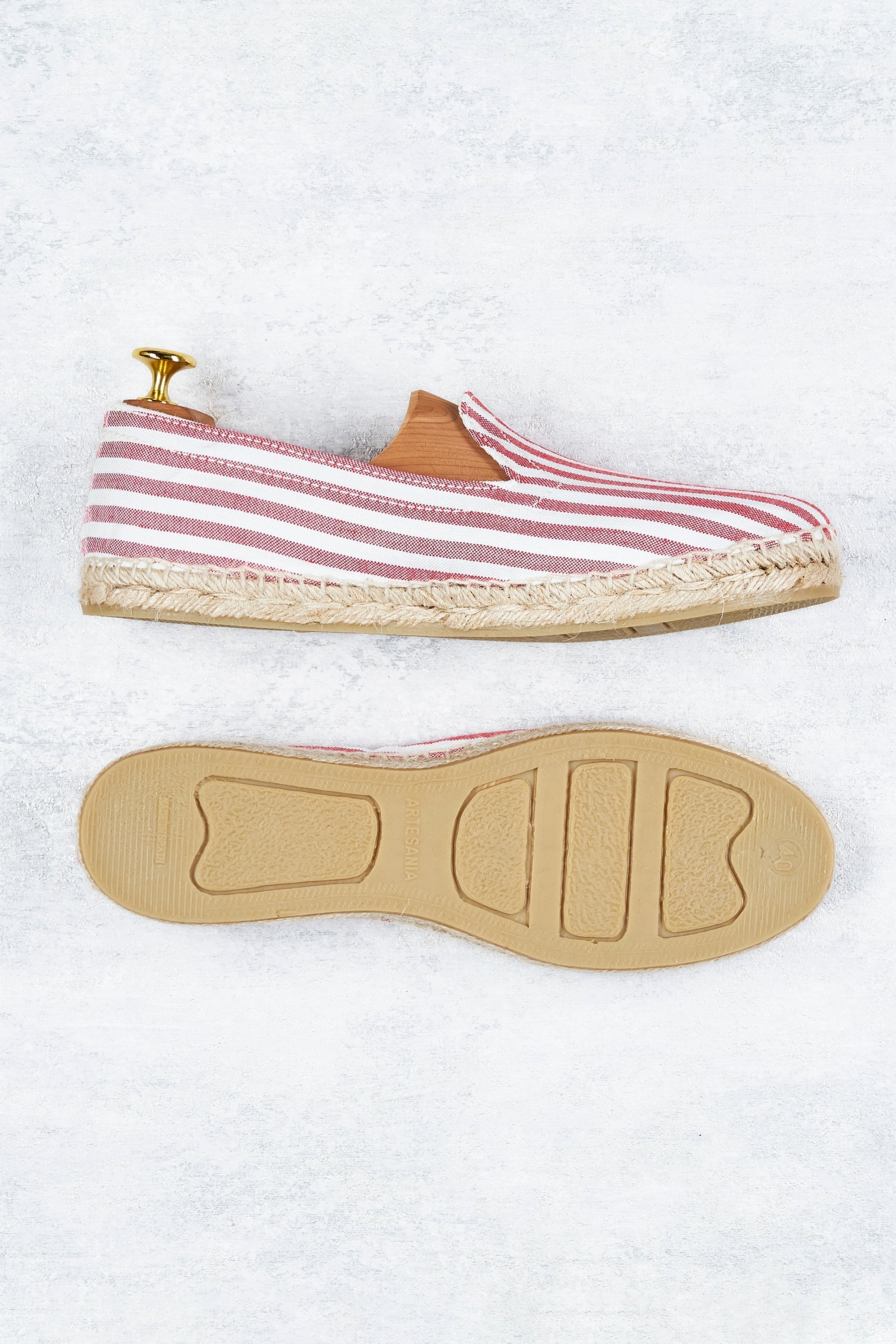 Drake's Red and White Stripe Canvas Espadrilles