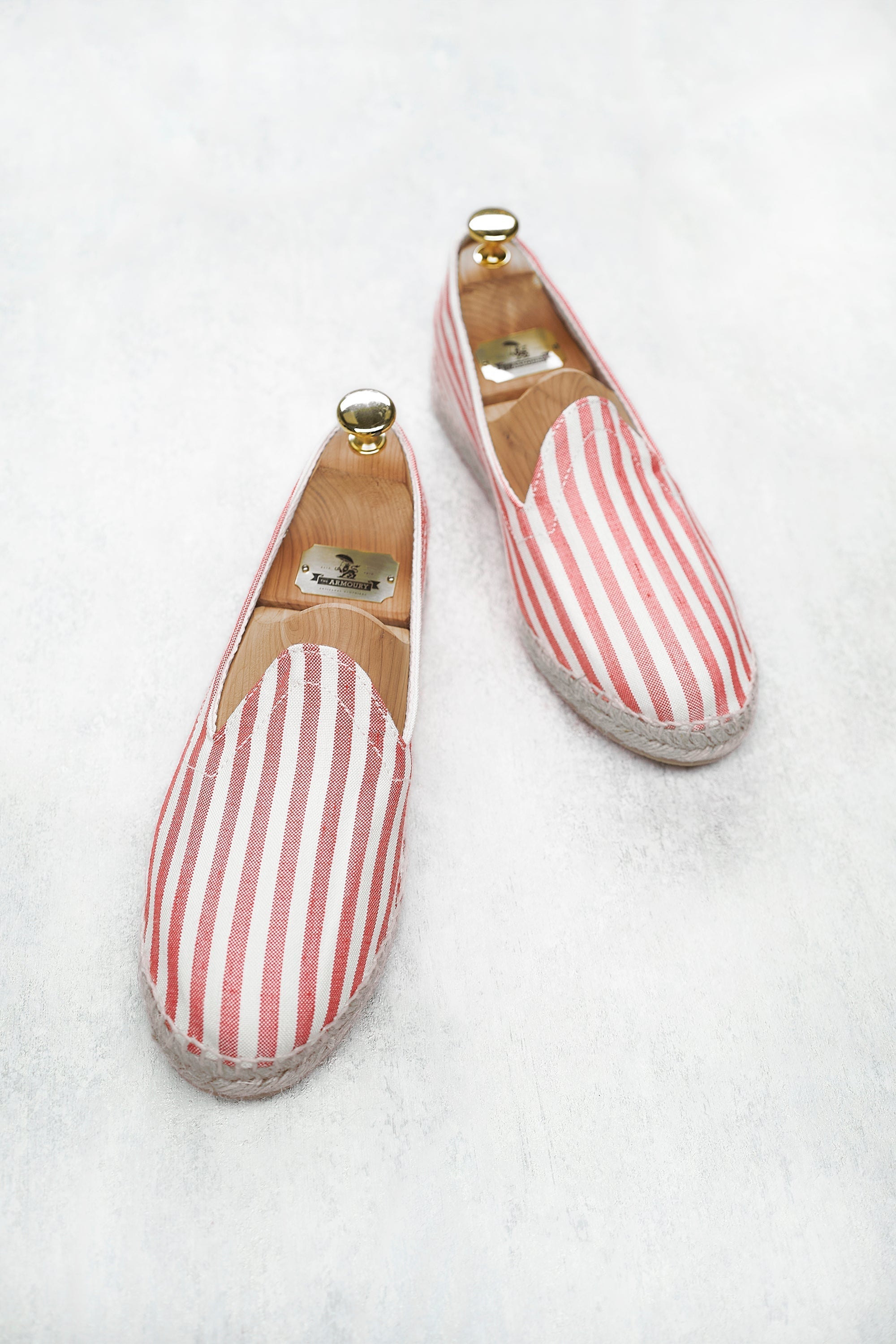 Drake's Red and White Stripe Canvas Espadrilles