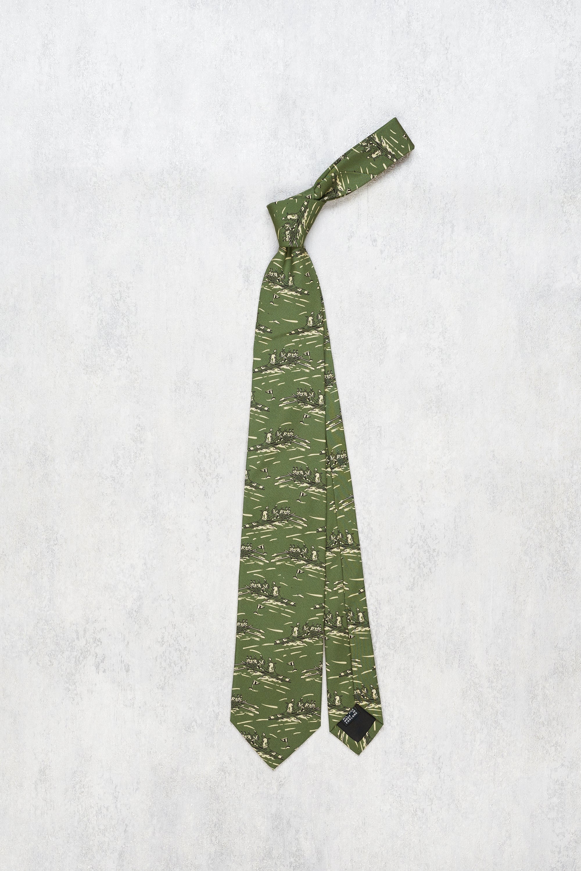 Drake's Green Paddling Pattern Silk Tie