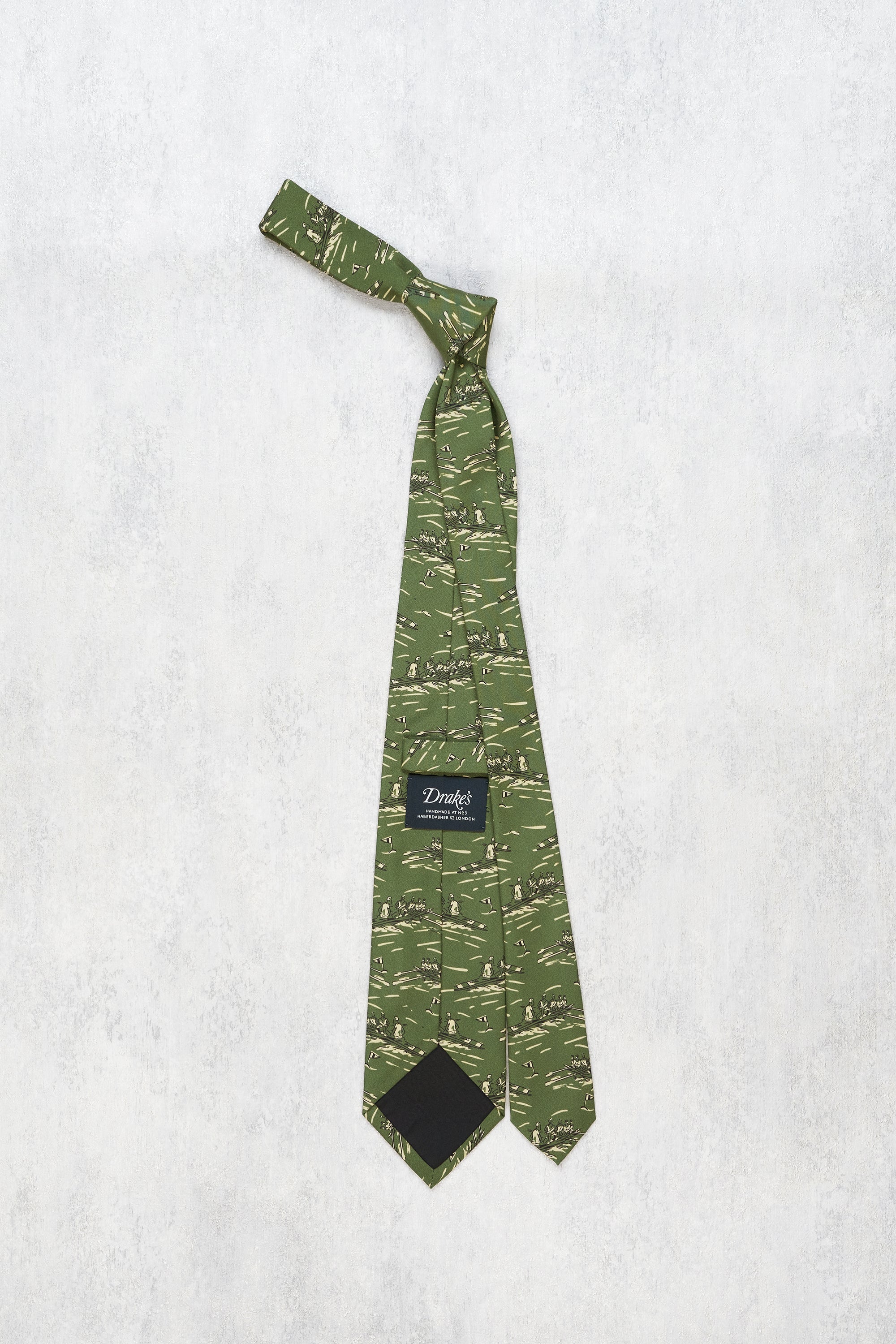 Drake's Green Paddling Pattern Silk Tie