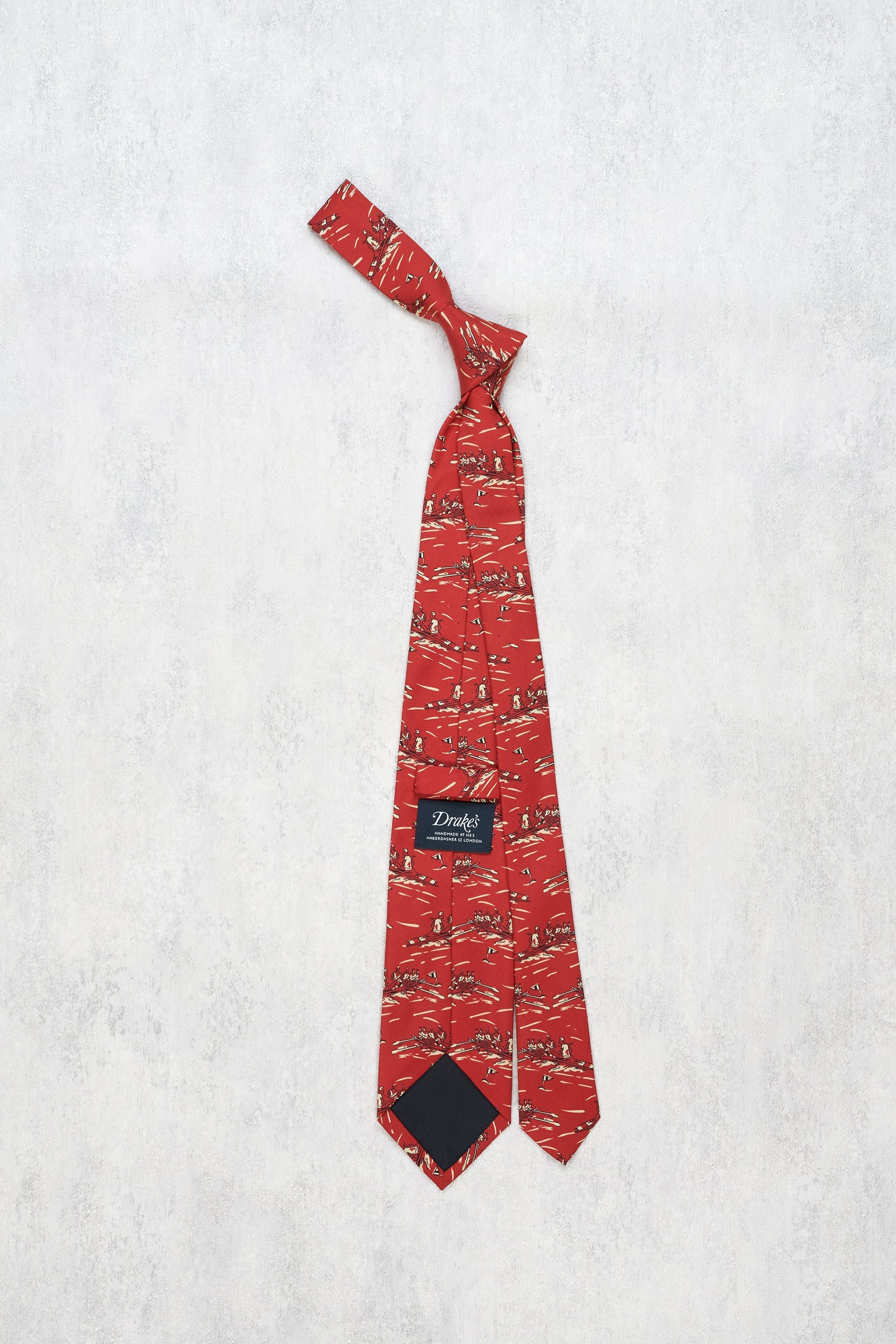 Drake's Red Paddling Pattern Silk Tie