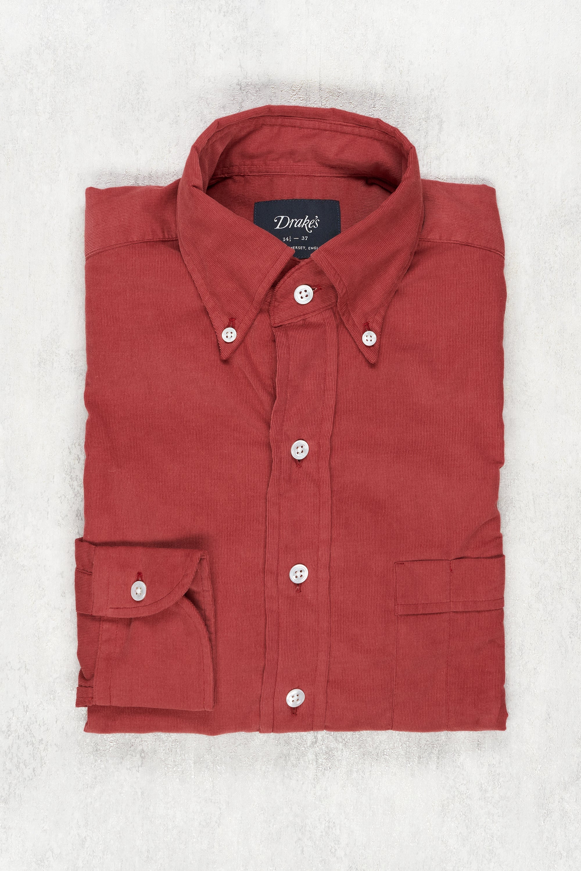 Drake's Red Corduroy Button-down Shirt