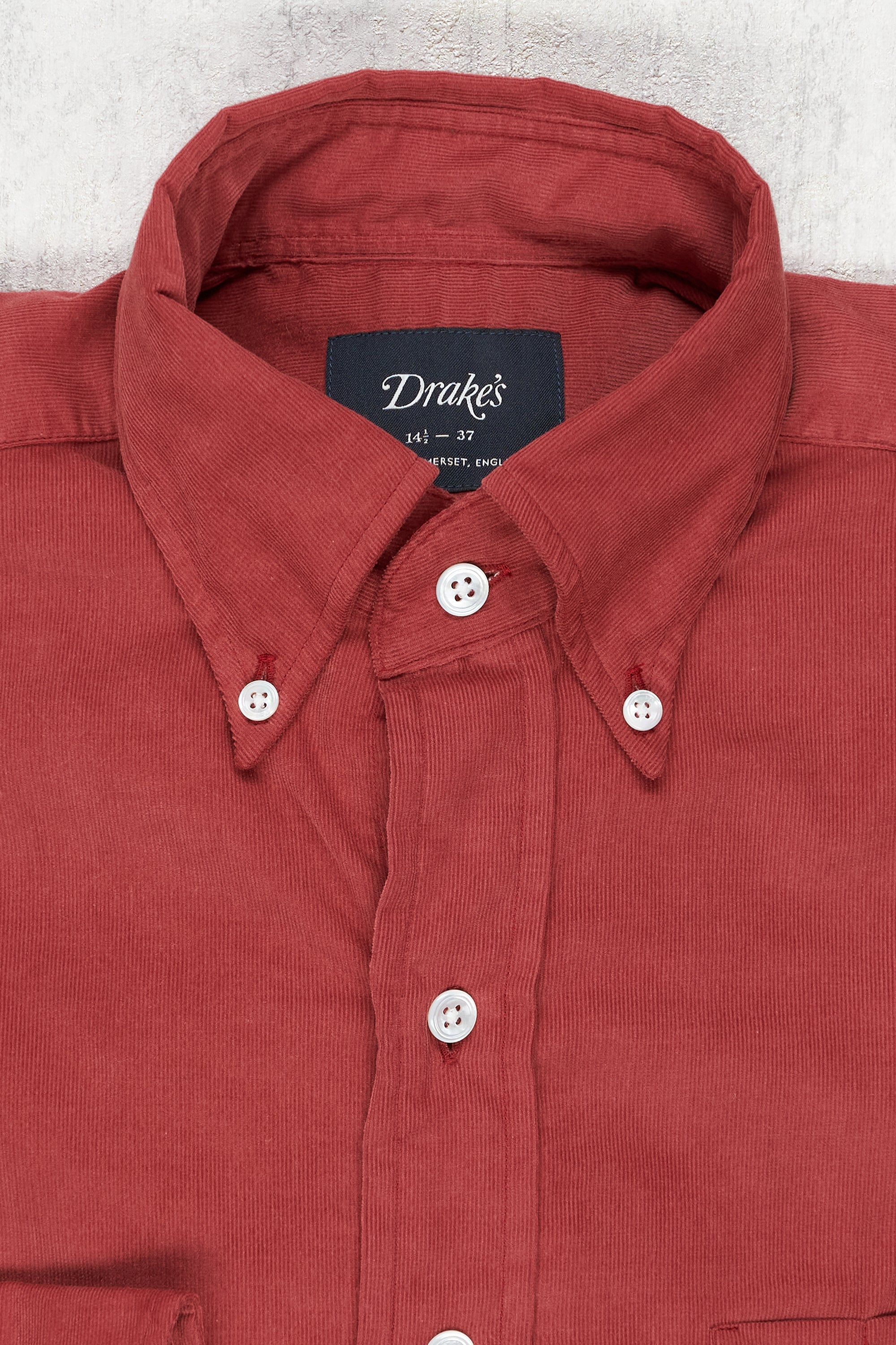 Drake's Red Corduroy Button-down Shirt