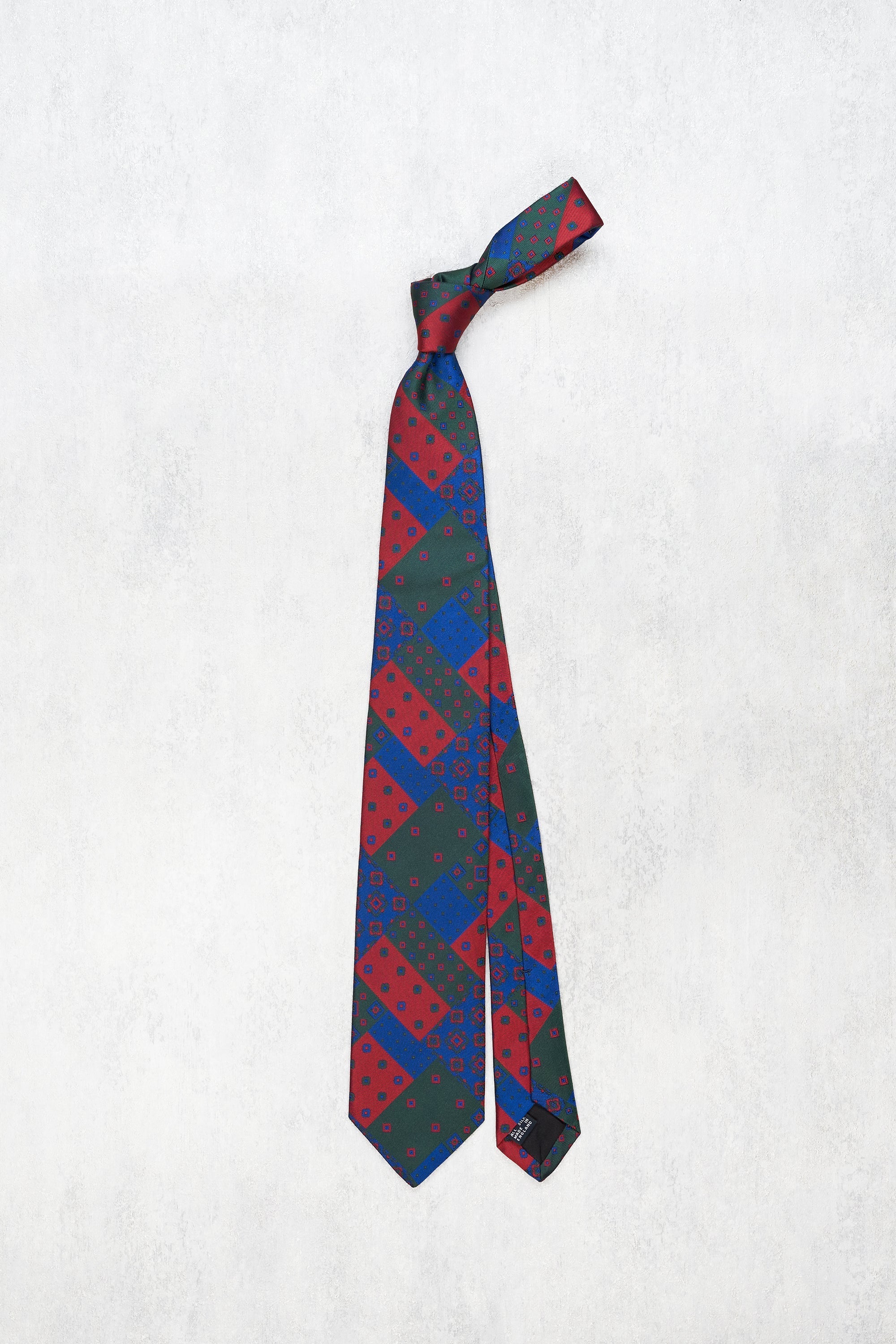 Drake's Red/Green/Blue Rectangle Pattern Silk Tie